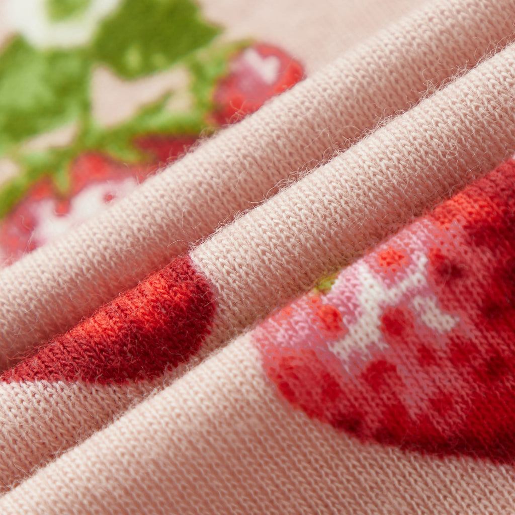 Milkbarn Strawberry Organic Cotton Long Sleeve Two Piece Pajama Set | Playroom Avenue