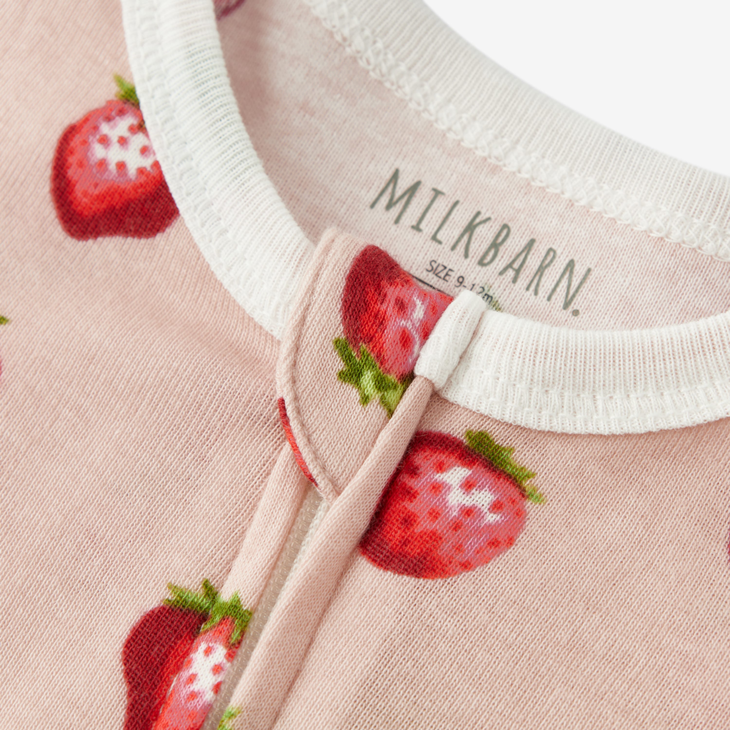 Milkbarn Strawberry Organic Cotton Zipper Pajama | Playroom Avenue