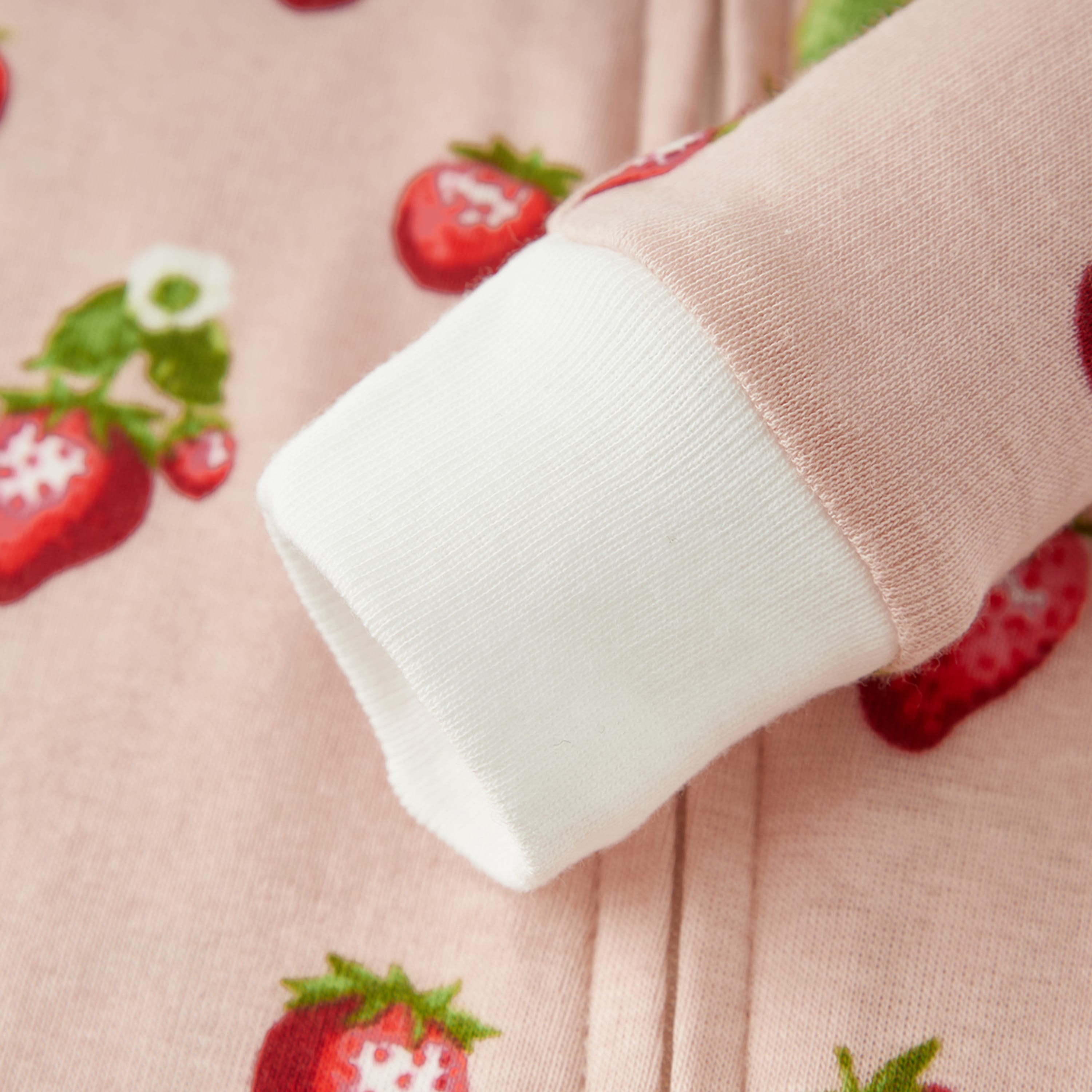 Milkbarn Strawberry Organic Cotton Zipper Pajama | Playroom Avenue