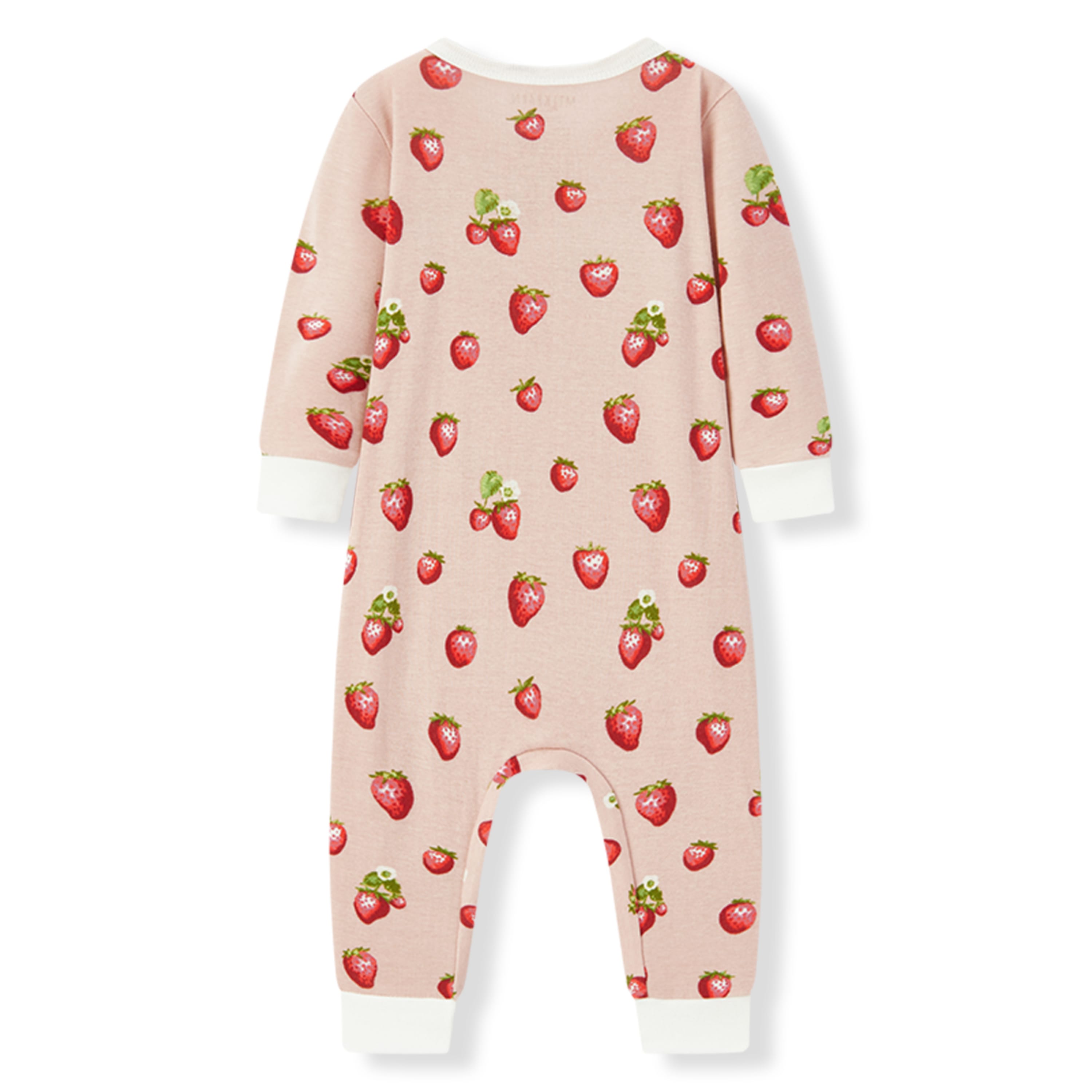 Milkbarn Strawberry Organic Cotton Zipper Pajama | Playroom Avenue