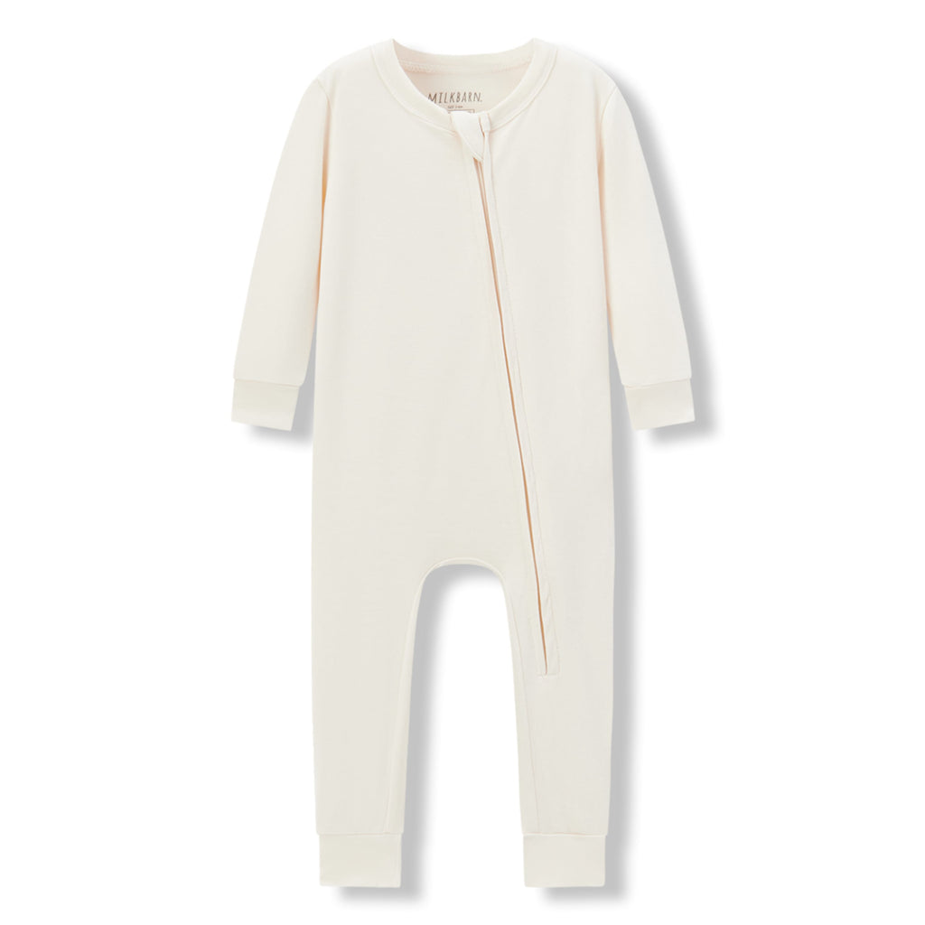 Milkbarn Salt Luxe Solid Zipper Pajama | Playroom Avenue