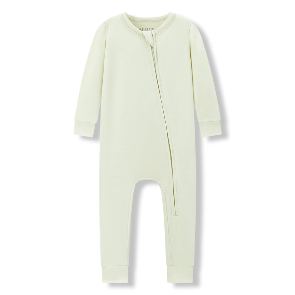 Milkbarn Aloe Luxe Solid Zipper Pajama | Playroom Avenue