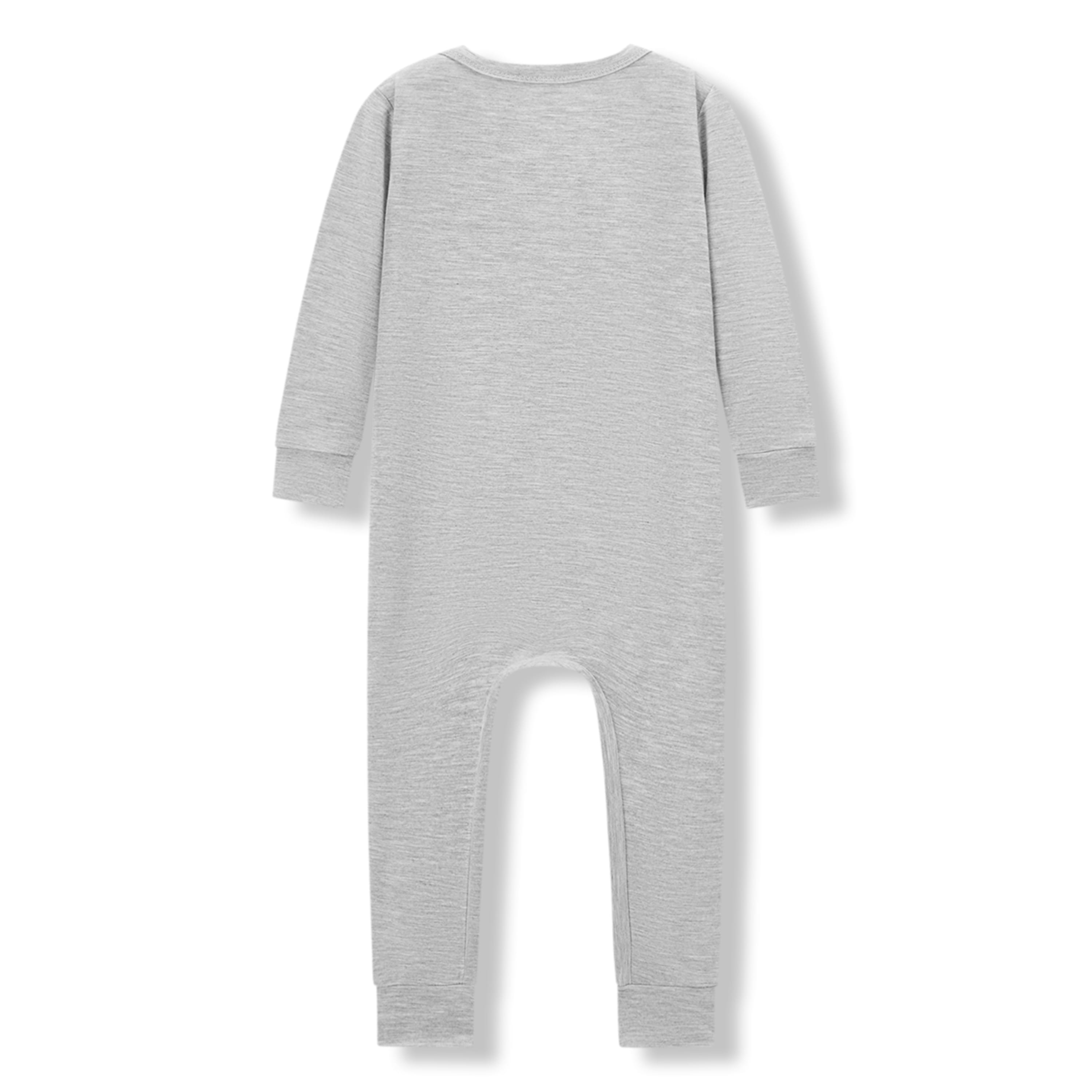 Milkbarn Grey Melange Luxe Solid Zipper Pajama | Playroom Avenue
