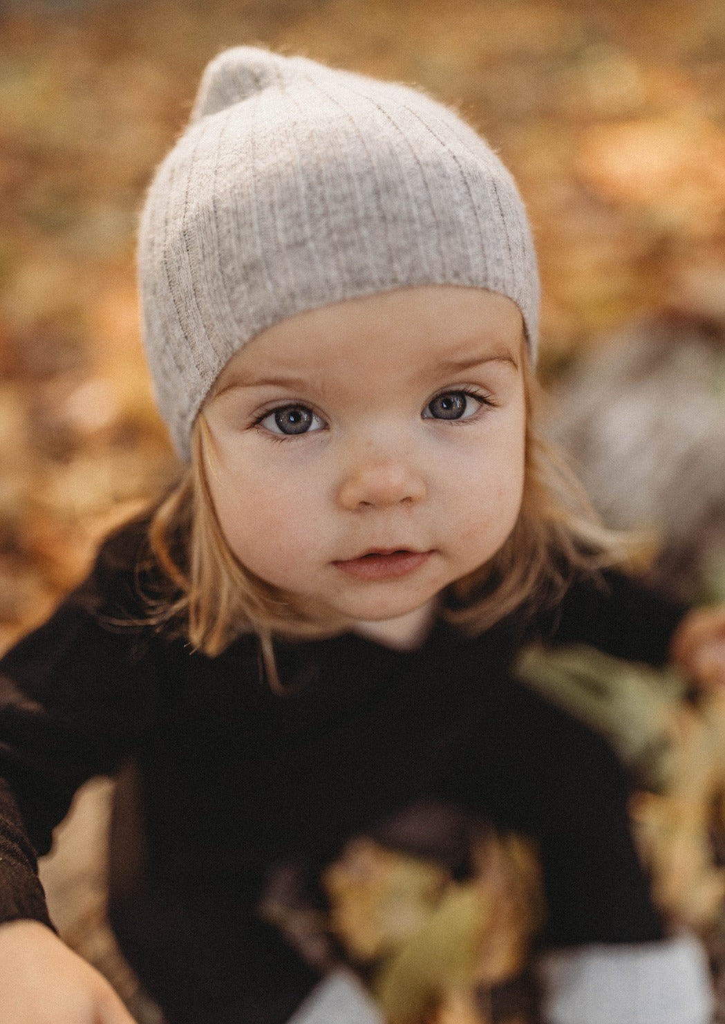 La Petit Lapin Cashmere Rib Beanie | Grey Merle | Playroom Avenue