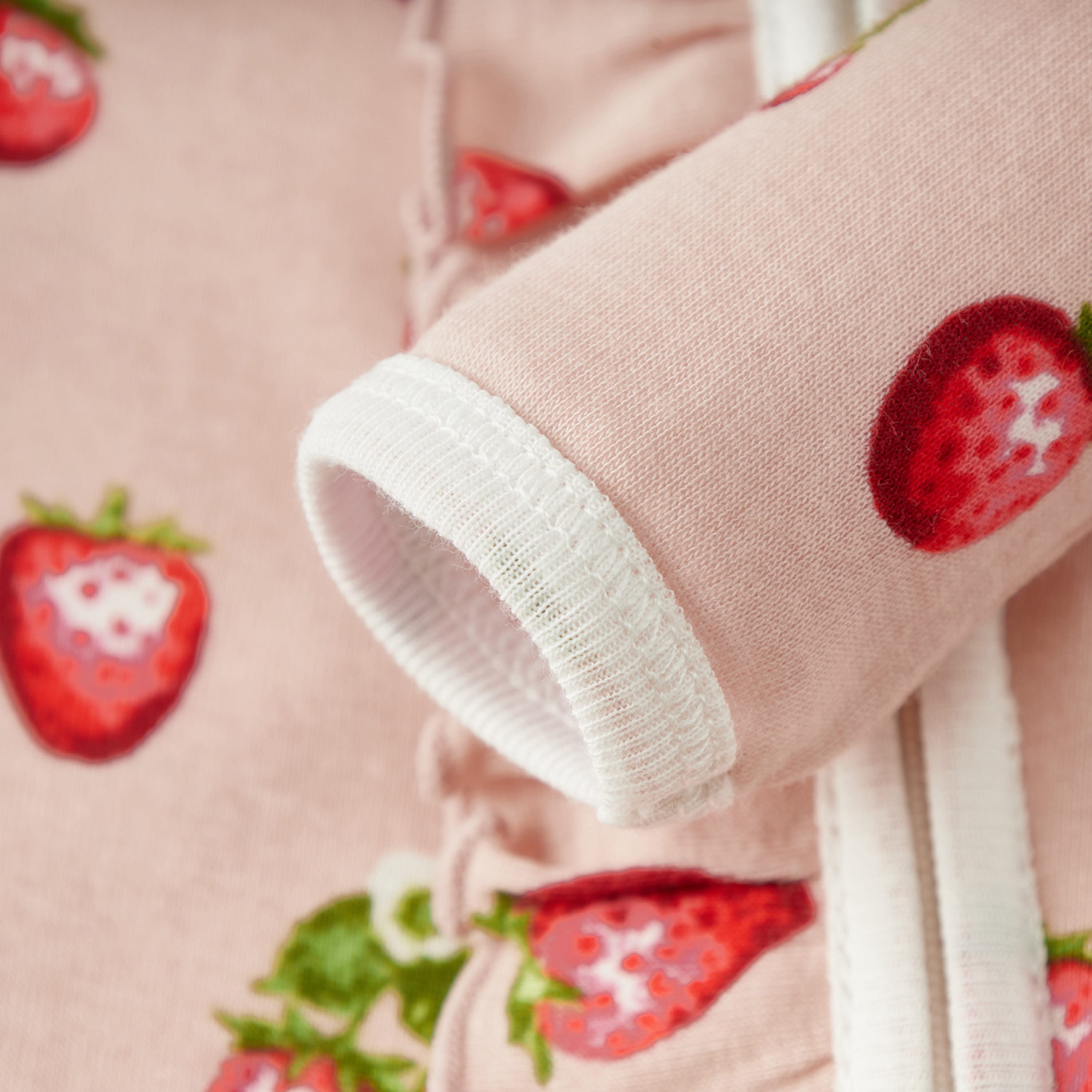 Milkbarn Strawberry Organic Cotton Ruffle Footed Romper | Playroom Avenue