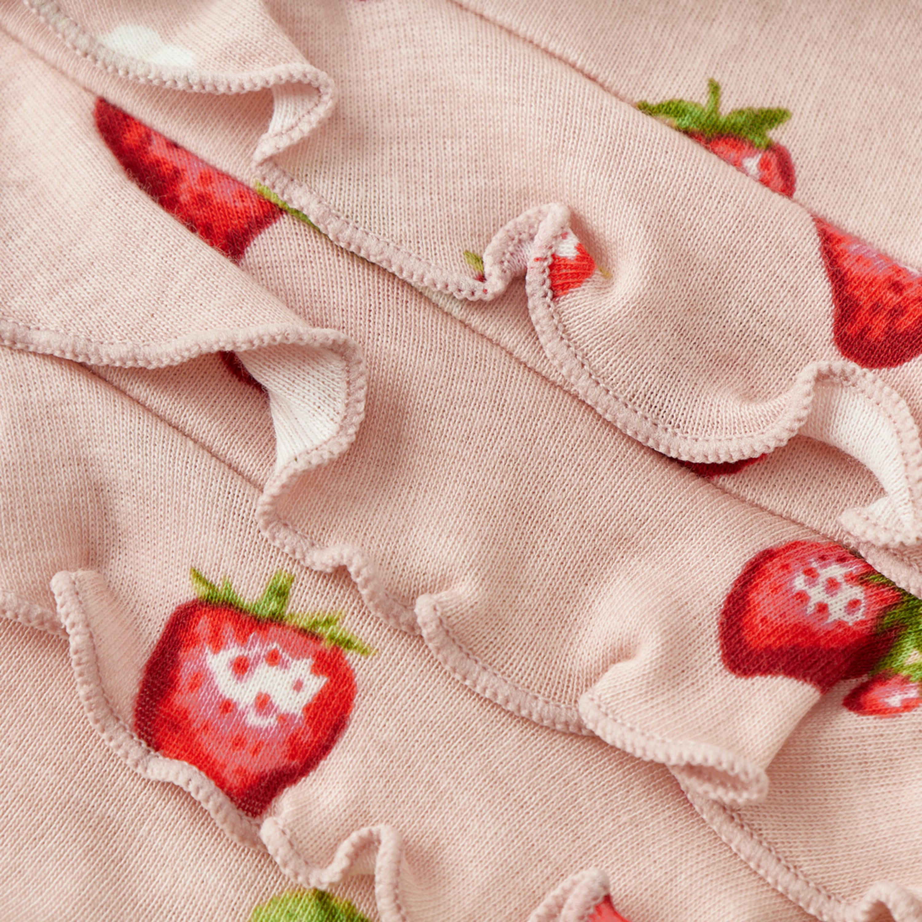 Milkbarn Strawberry Organic Cotton Ruffle Footed Romper | Playroom Avenue