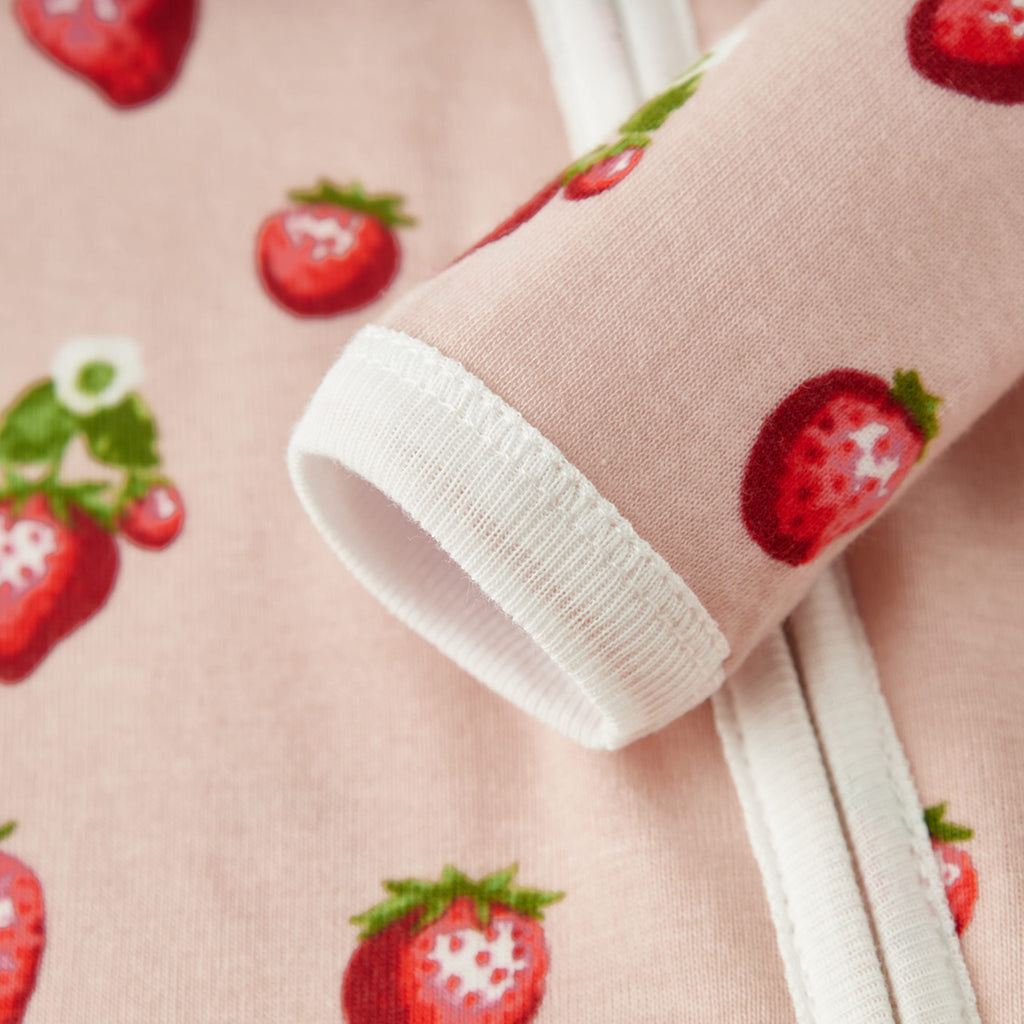 Milkbarn Strawberry Organic Cotton Zipper Footed Romper | Playroom Avenue