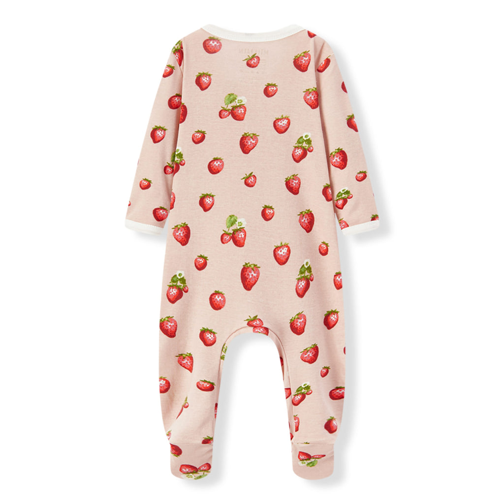 Milkbarn Strawberry Organic Cotton Zipper Footed Romper | Playroom Avenue
