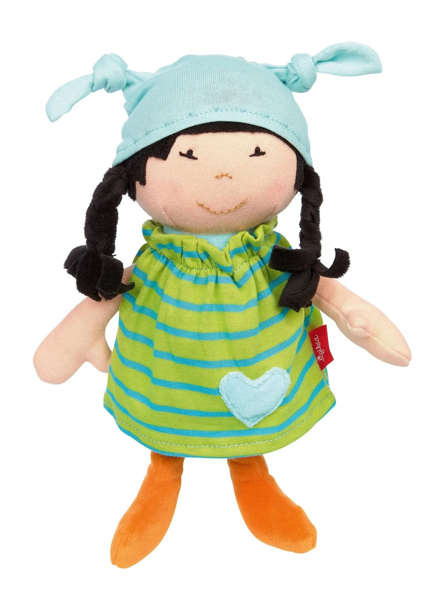 Sigikid Plush Doll with Green Outfit