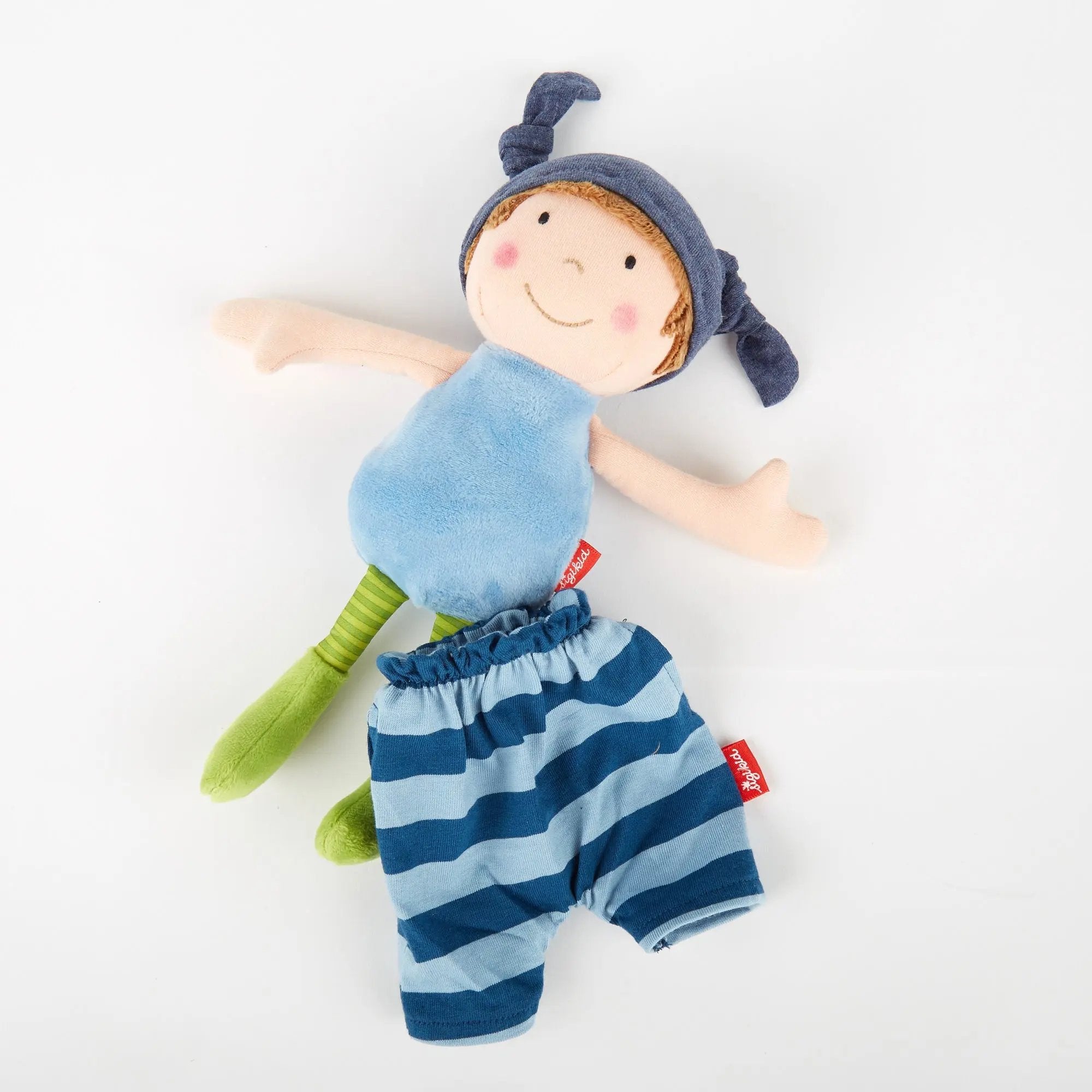 Sigikid Plush Doll with Blue Outfit