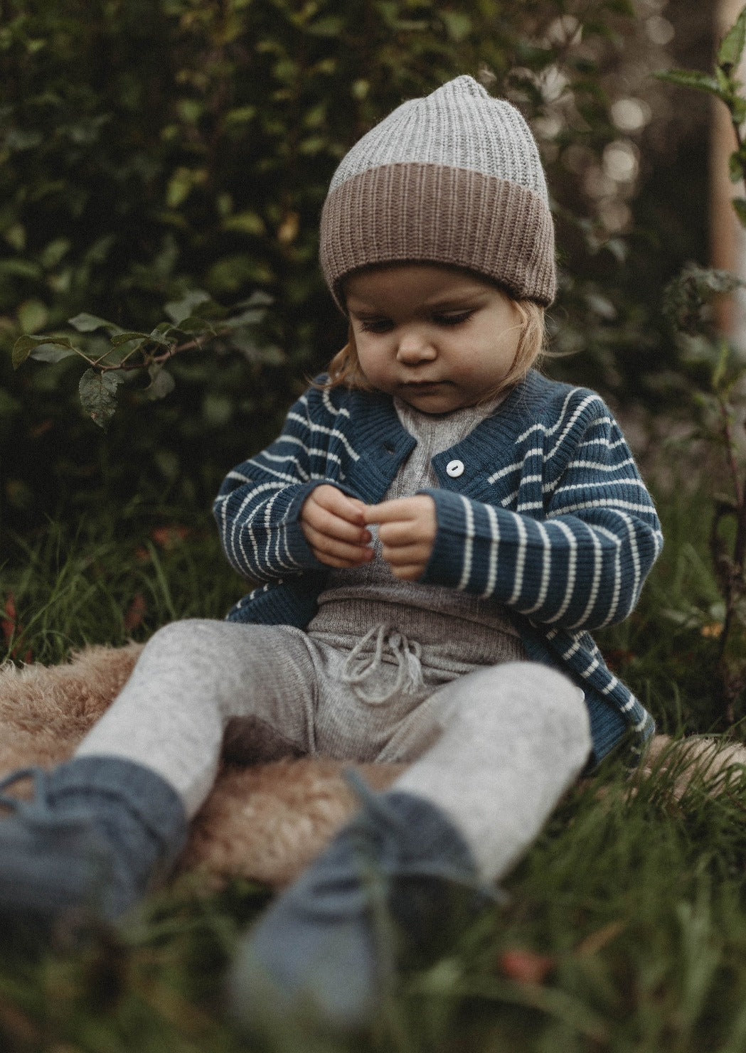 La Petit Lapin Cashmere Cardigan | Navy/Creme | Playroom Avenue