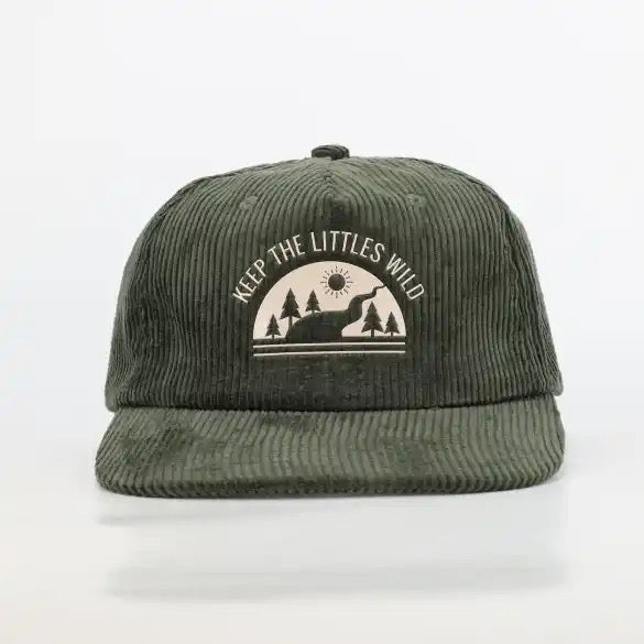 Keep the Littles Wild Green Rivers corduroy SnapBack hat for toddlers and youth | Playroom Avenue