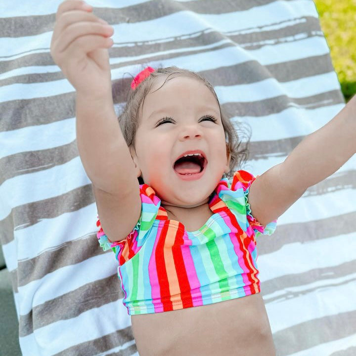 The Kenzie Beach Towel - Brush Stripes | Playroom Avenue