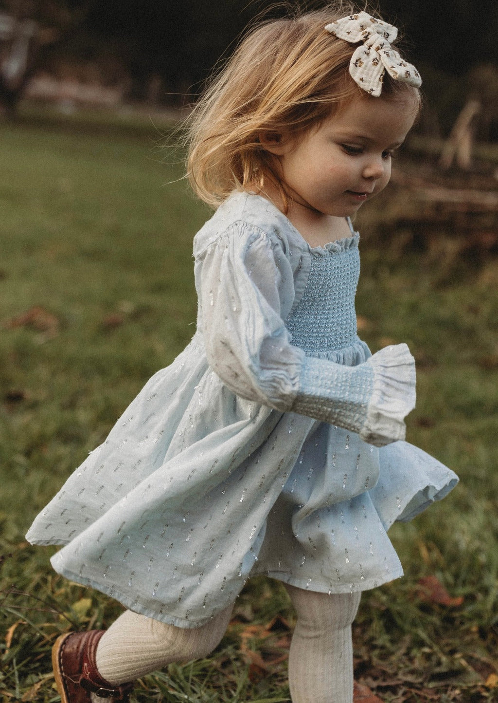 La Petit Lapin Harlow | Cotton Sparkle Dress | Baby Blue | Playroom Avenue
