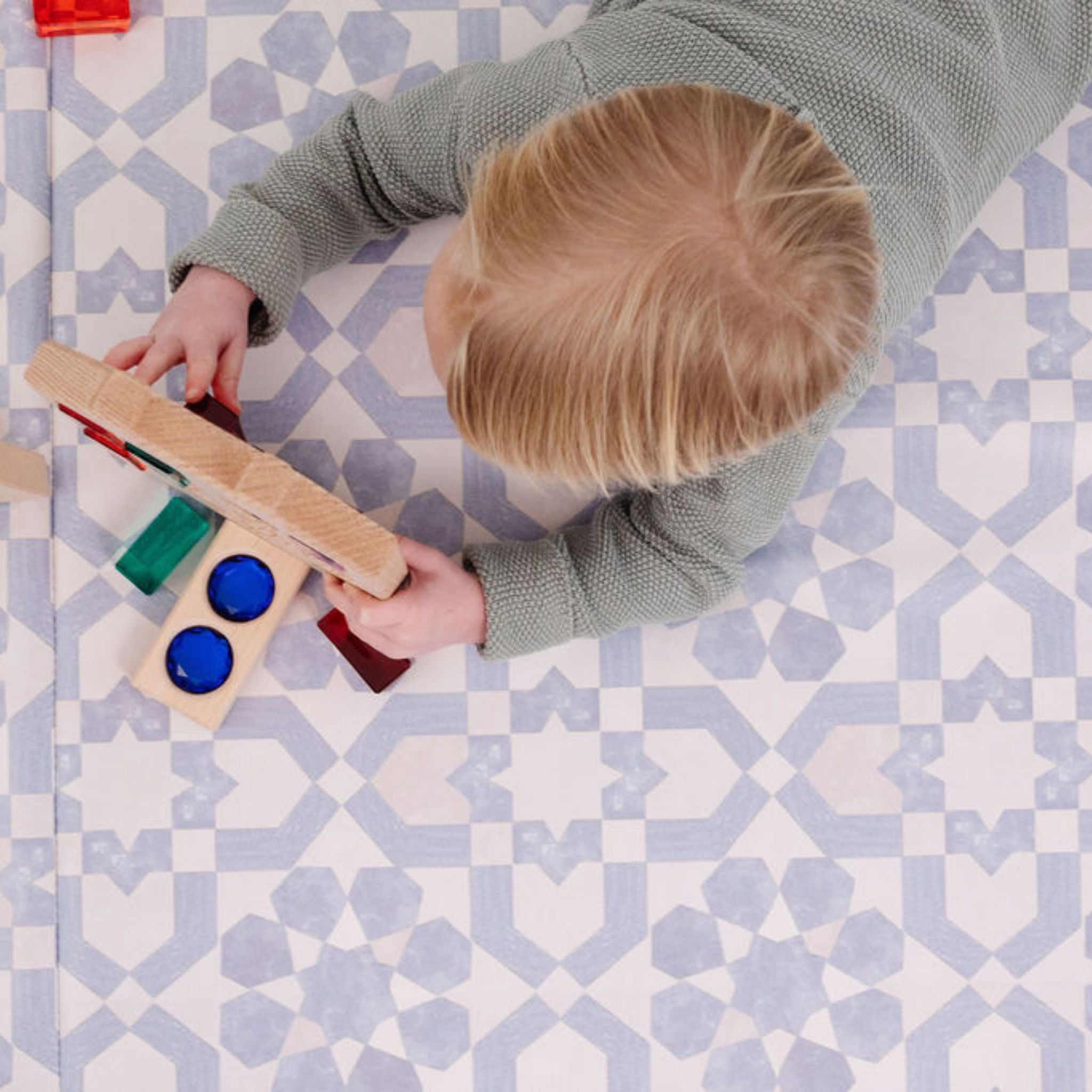 Toki Kids Blue Tile Vegan Leather Mat - Playroom Avenue