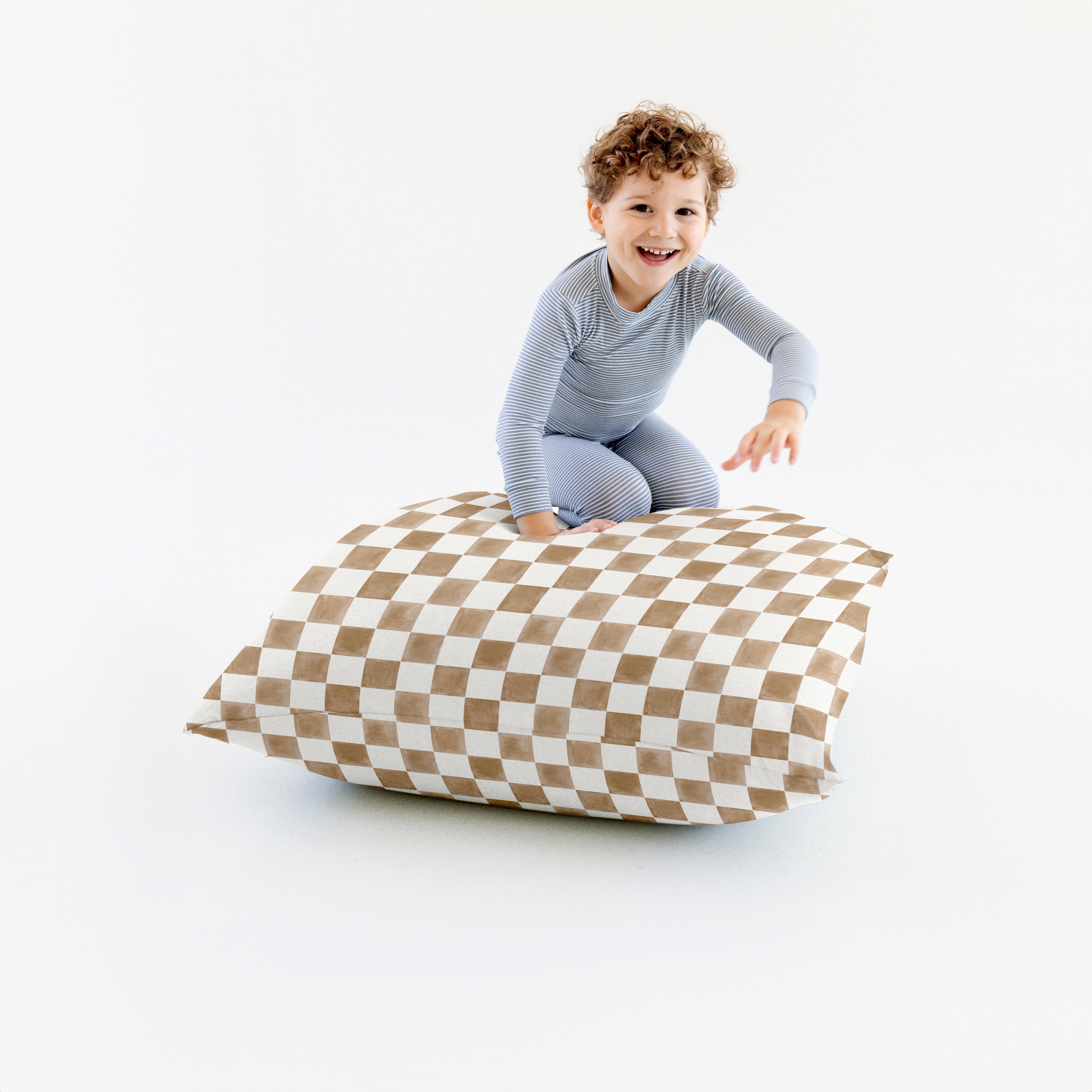 Toki Kids Checker Toffee Bean Bag - Playroom Avenue