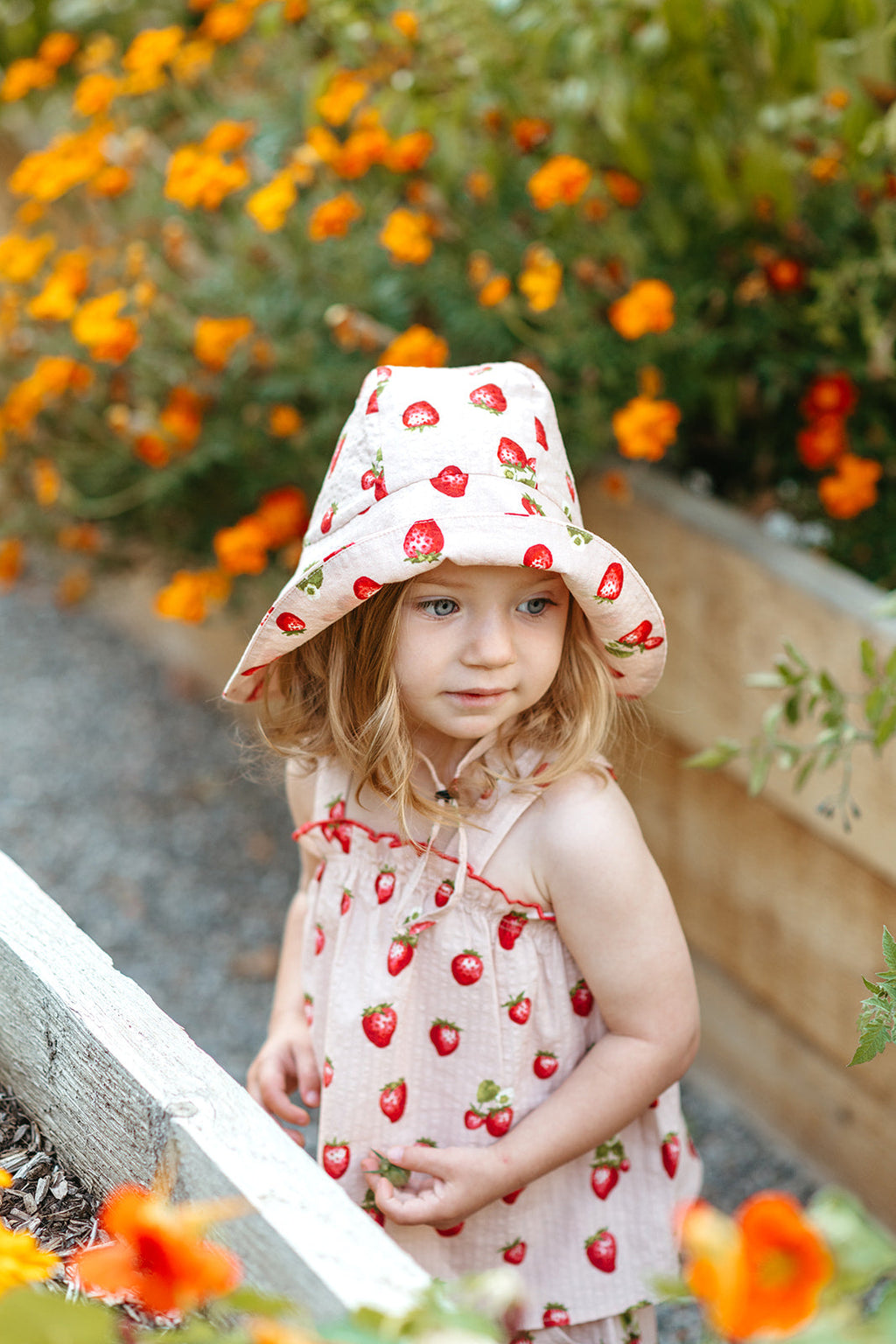 Milkbarn Strawberry Wide Brim Sun Bonnet | Playroom Avenue