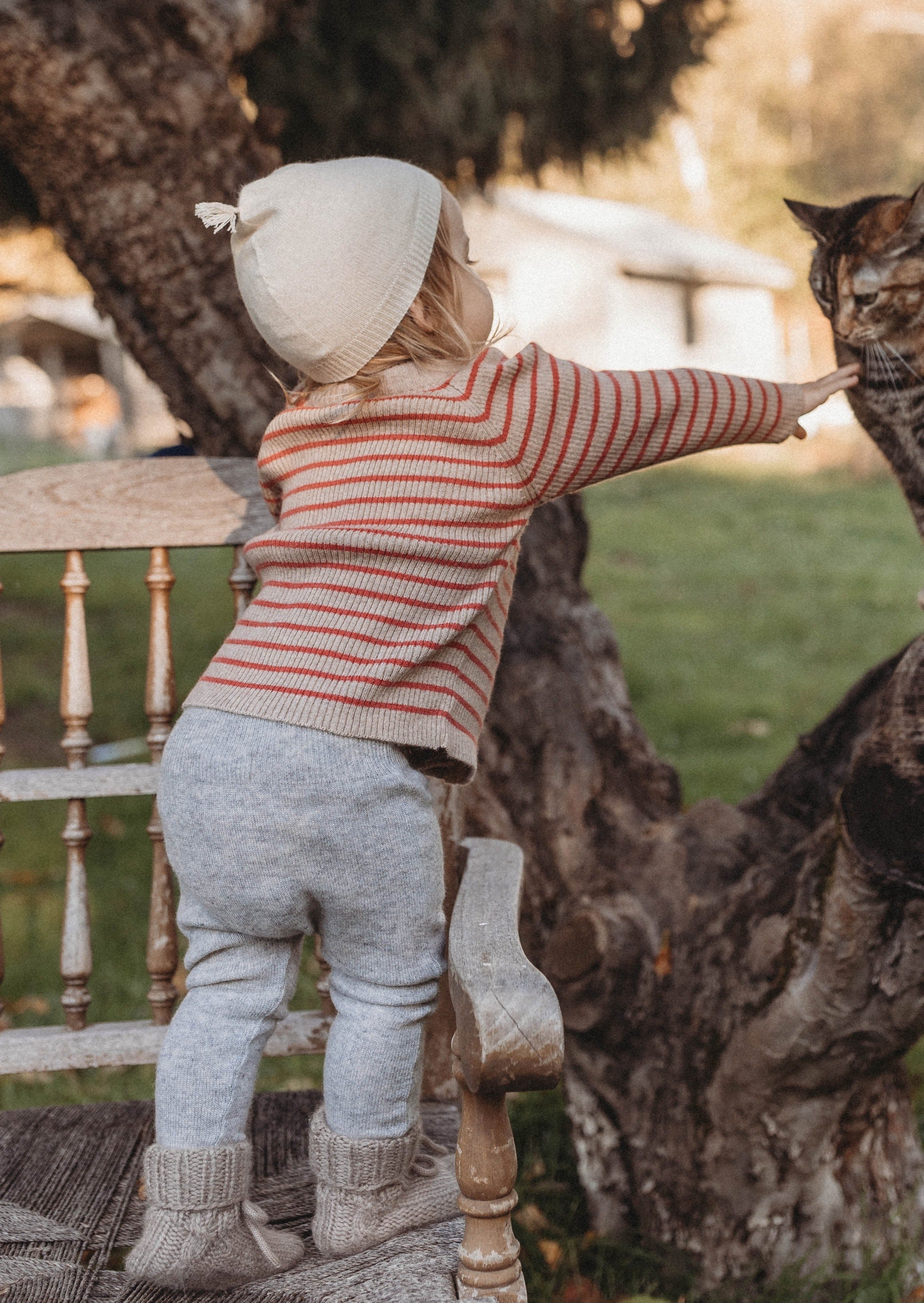 La Petit Lapin Cashmere Cardigan | Red/Beige | Playroom Avenue