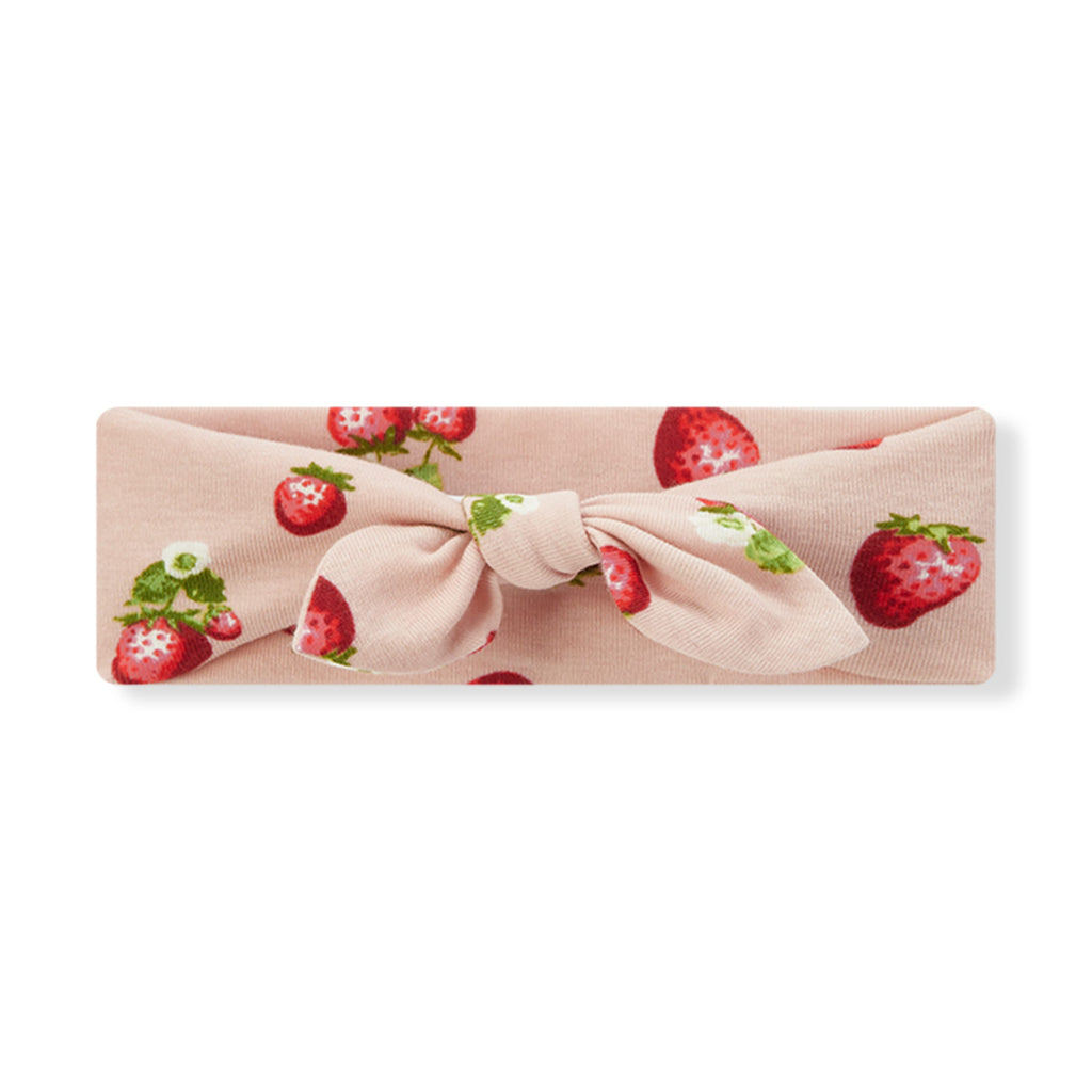 Milkbarn Strawberry Organic Cotton Knotted Headband | Playroom Avenue