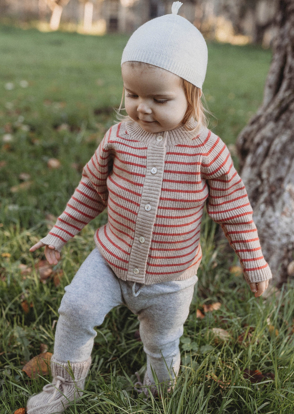 La Petit Lapin Cashmere Cardigan | Red/Beige | Playroom Avenue