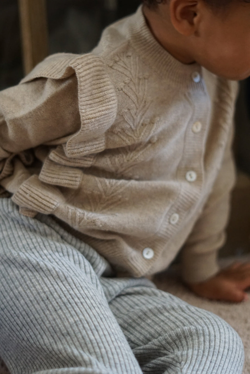 La Petit Lapin Cashmere Frill Applique Cardigan | Ecru | Playroom Avenue