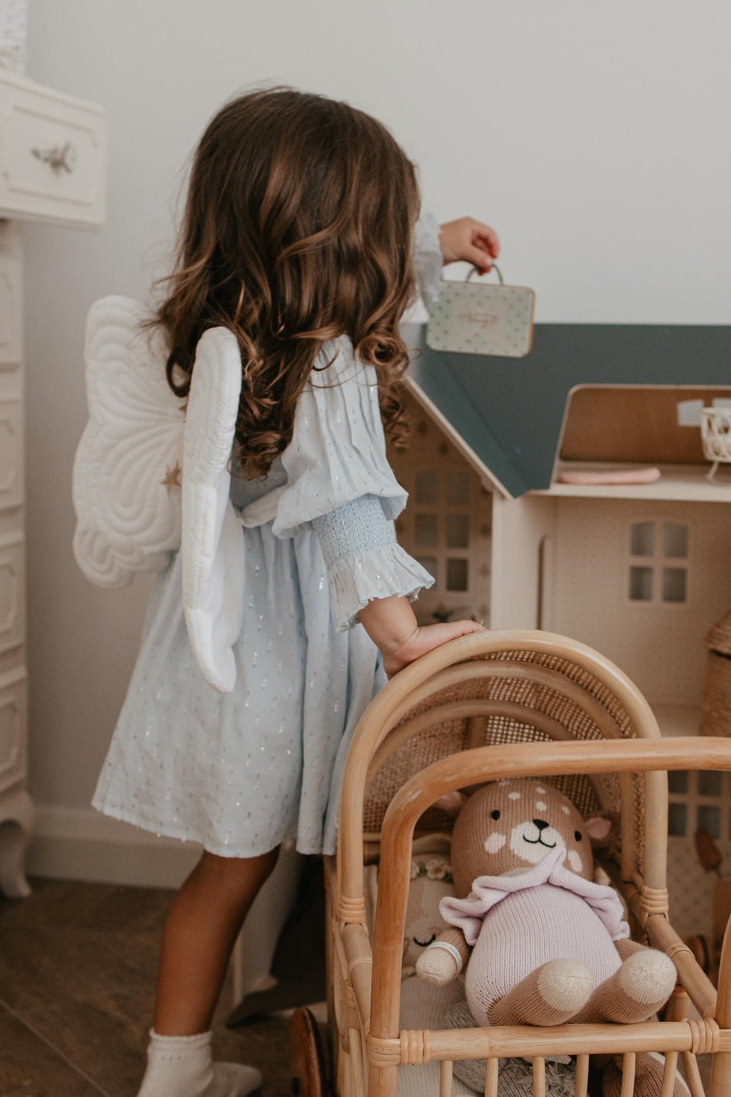 La Petit Lapin Harlow | Cotton Sparkle Dress | Baby Blue | Playroom Avenue