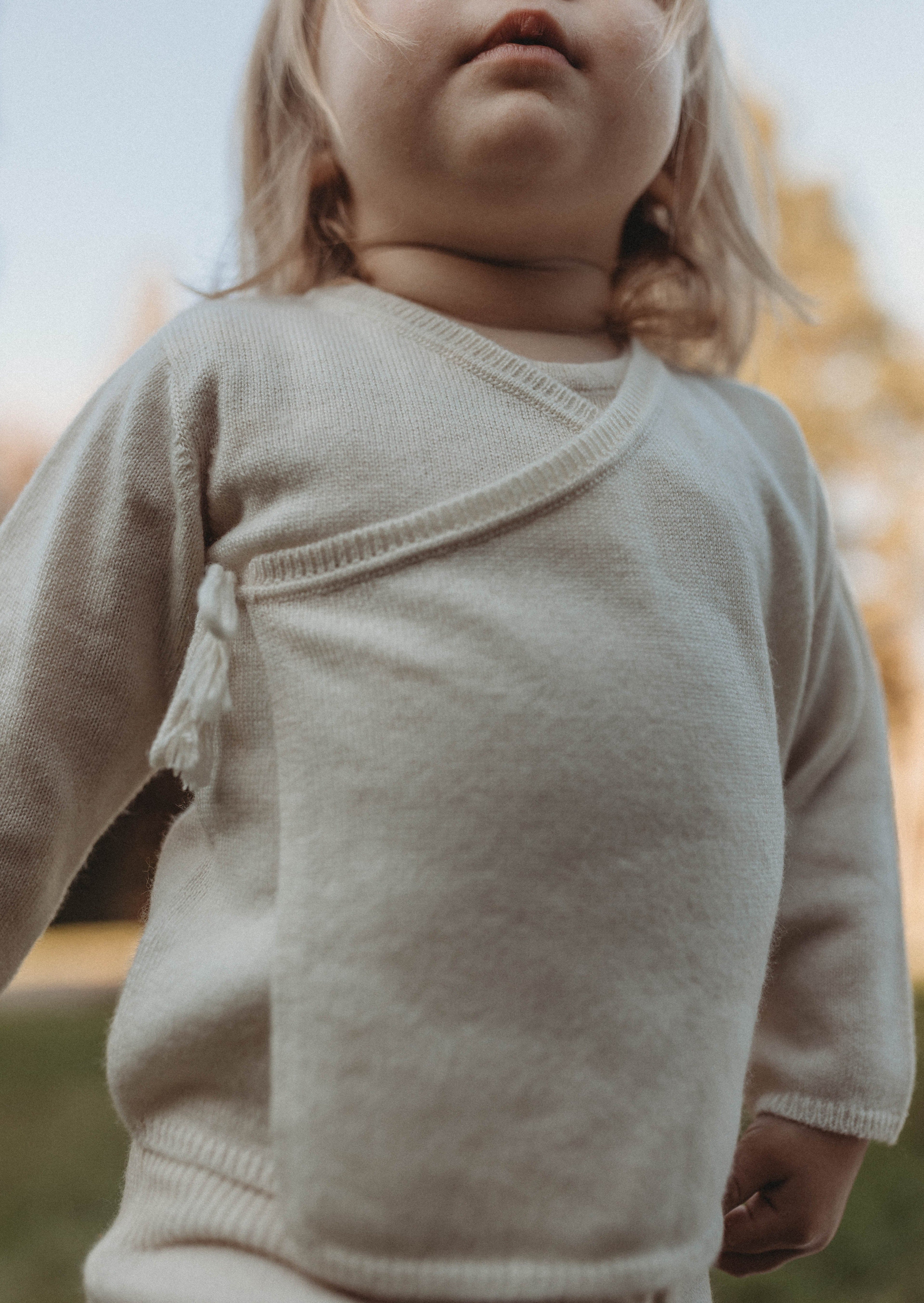 La Petit Lapin Cashmere Wrap Cardigan | Pure Beige | Playroom Avenue