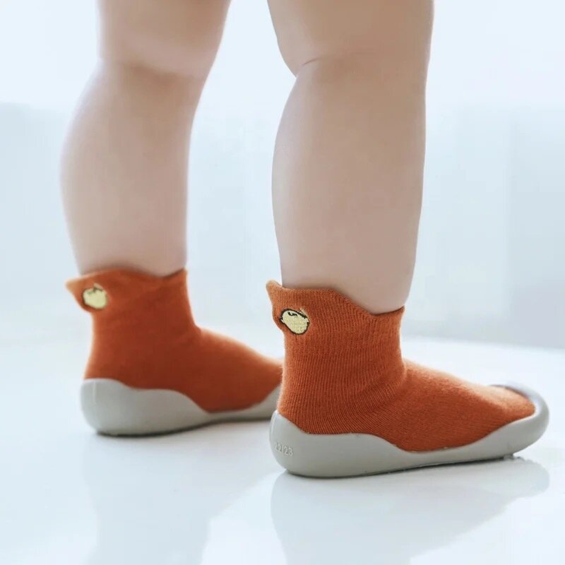 Ozznek Shoes Organic Cotton Sock Shoes – Flexible, Non-Slip Baby Socks - Fruity Rust | Playroom Avenue