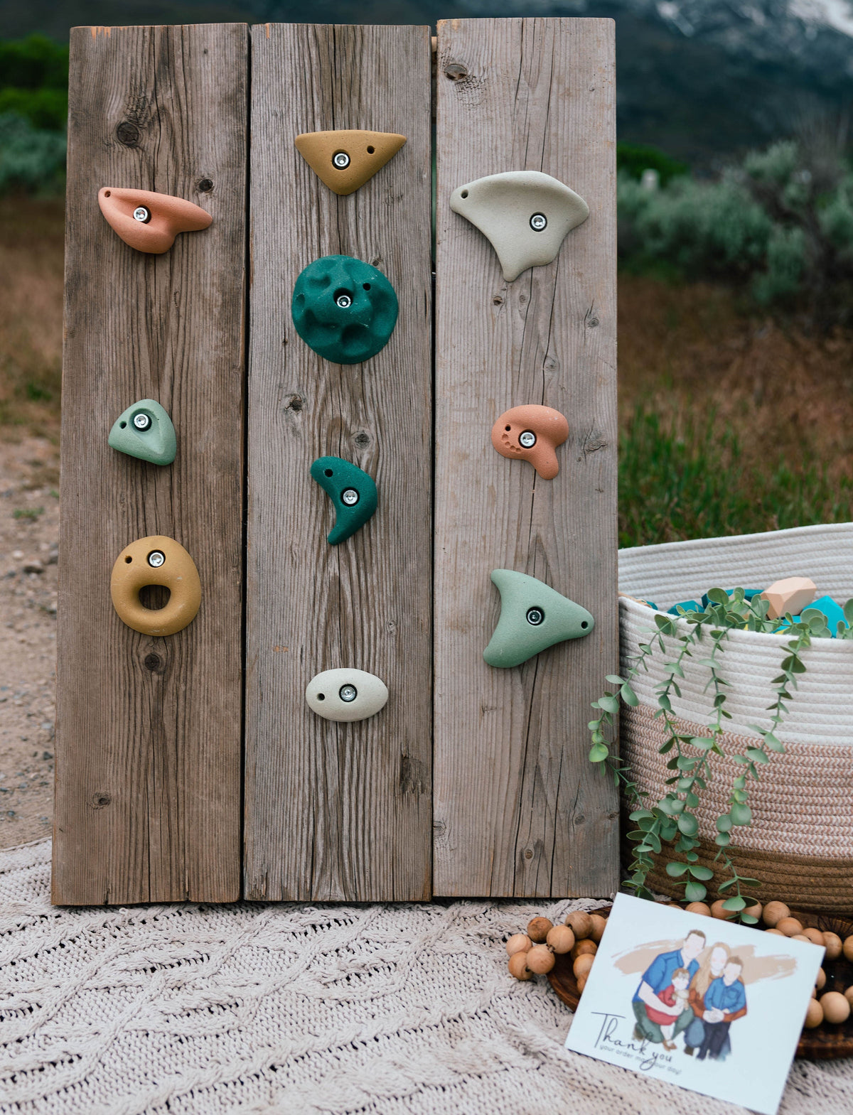 Everett & Avery Co. Premium Rock Climbing Holds (Earth Tones) - Indoor Climbing Wall | Playroom Avenue