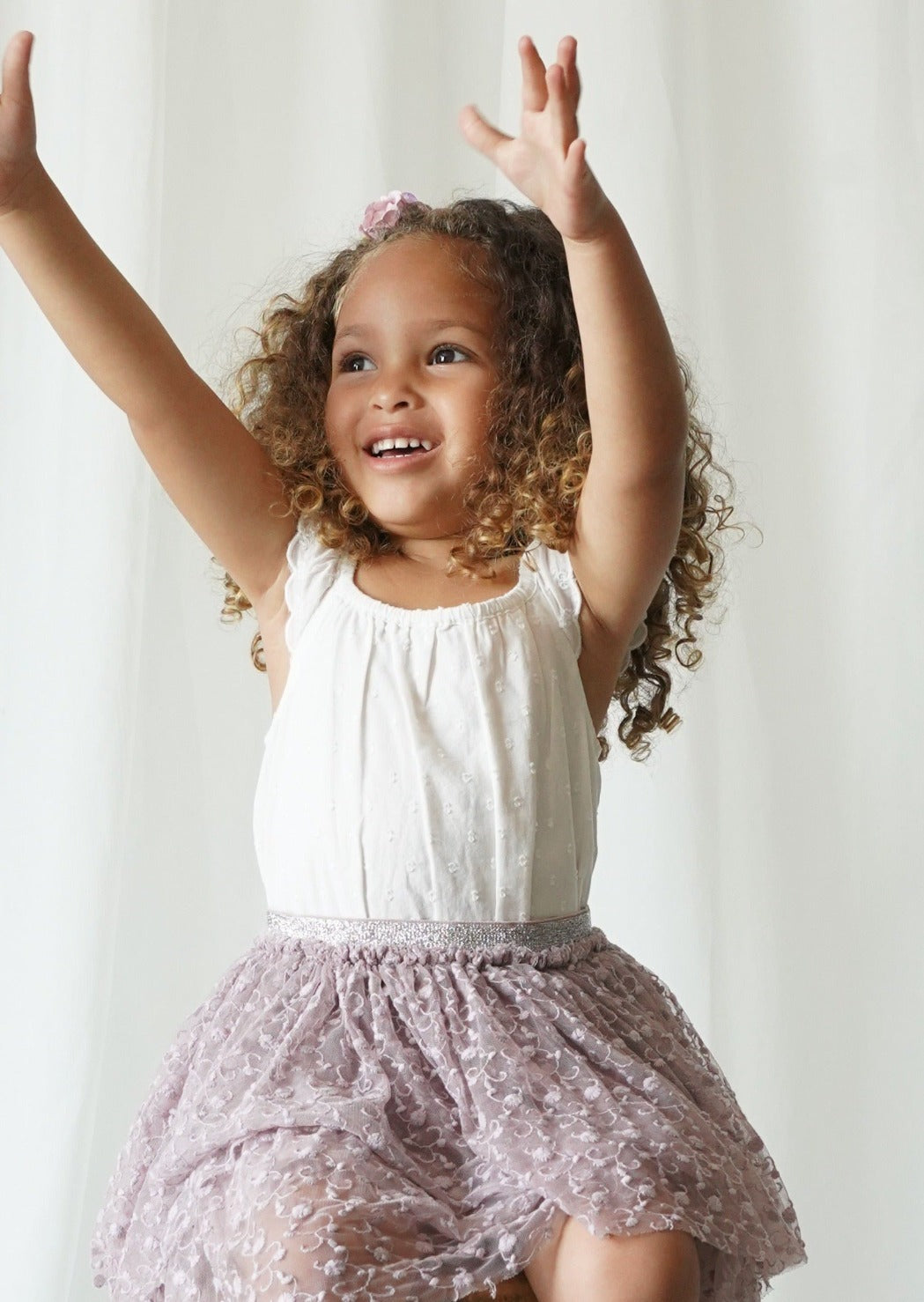 La Petit Lapin Calliope | Swiss Dot Embroidered Romper | Antique Ivory | Playroom Avenue