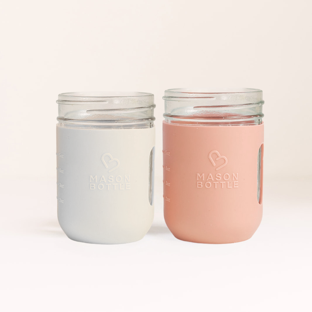 Mason Bottle Silicone Sleeve, 2 Pack Oyster and Reef 8 ounce | Playroom Avenue