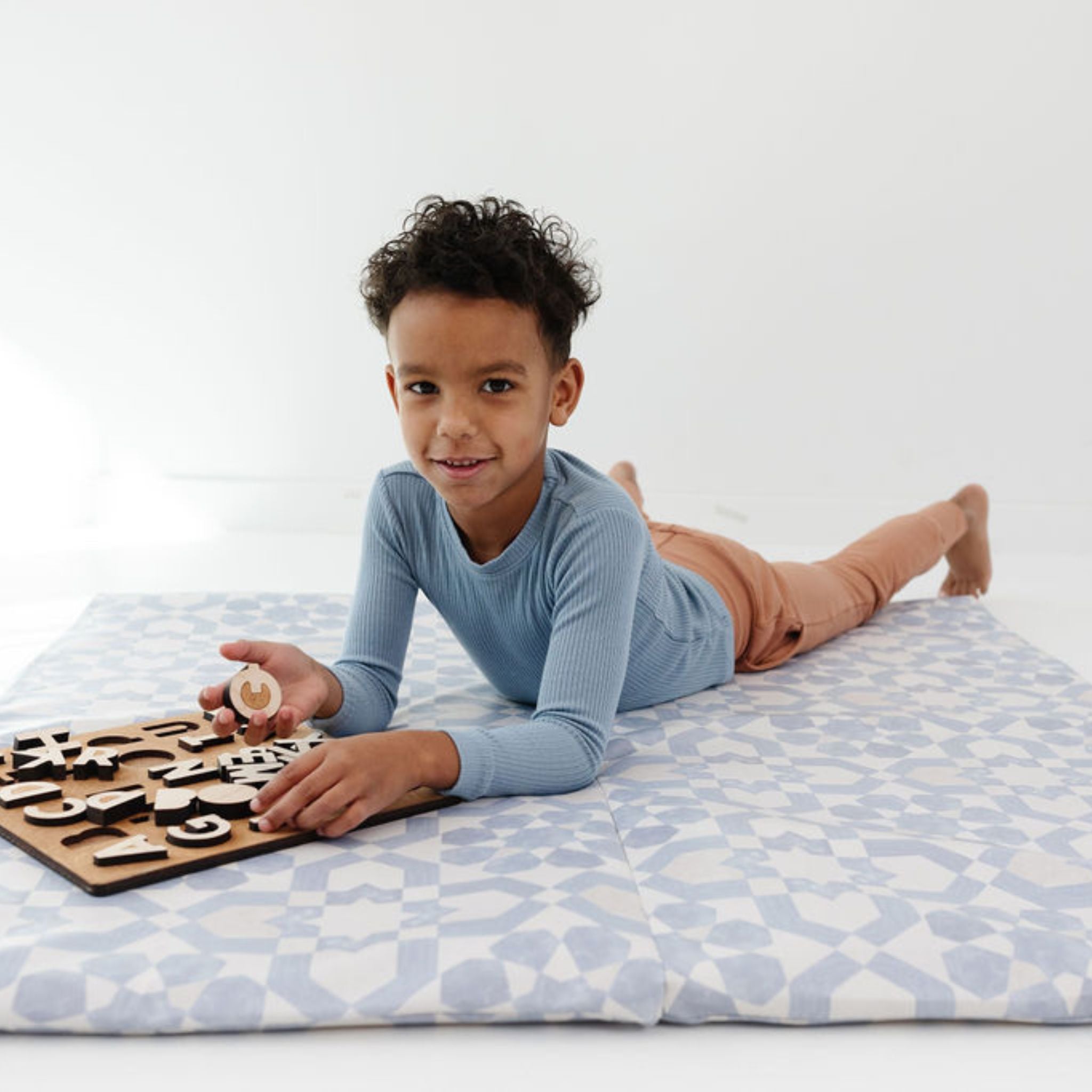 Toki Kids Blue Tile Vegan Leather Mat - Playroom Avenue