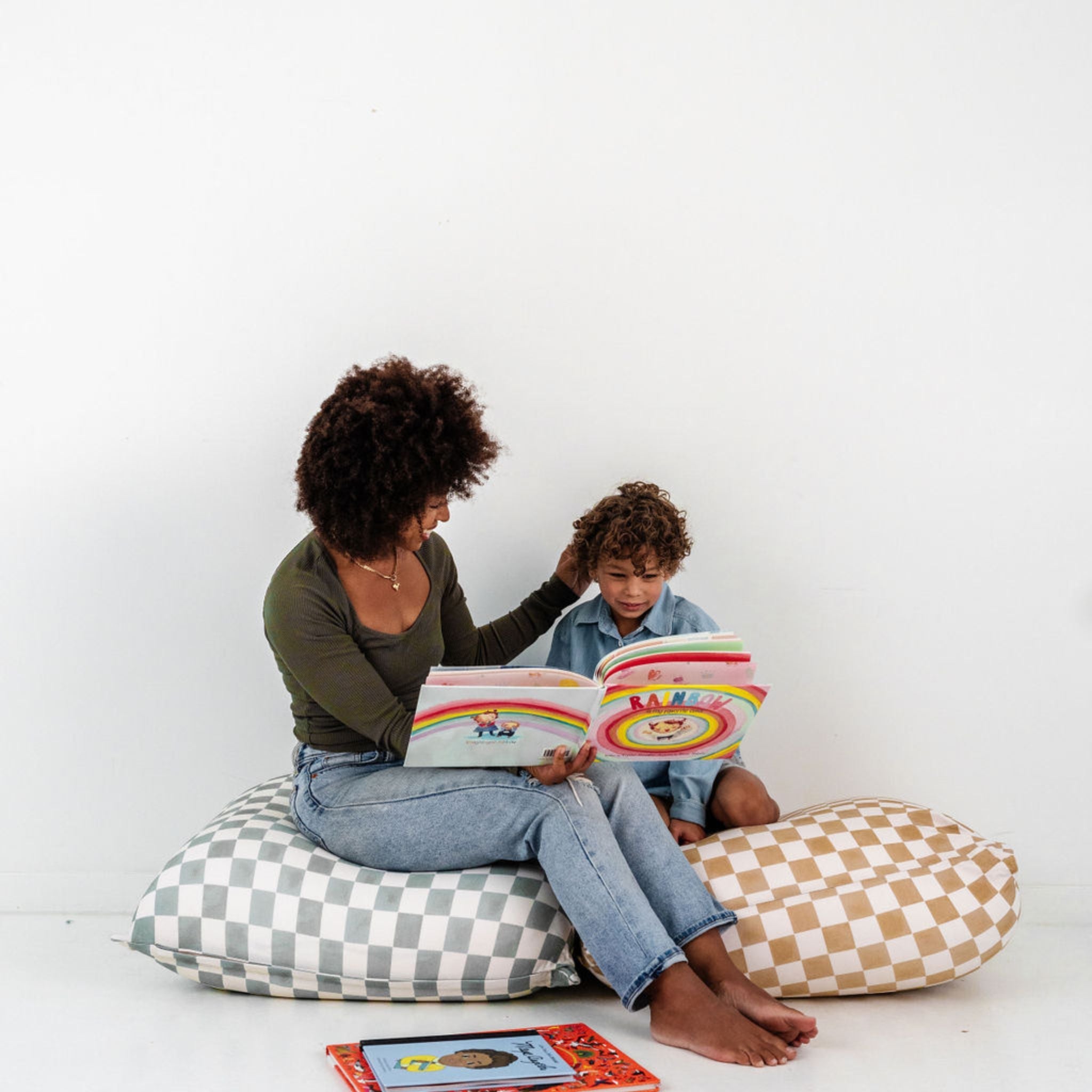 Toki Kids Checker Toffee Bean Bag - Playroom Avenue