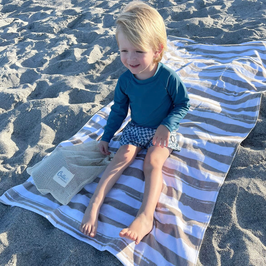 Calla and Friends The Kenzie Beach Towel - Brush Stripes | Playroom Avenue