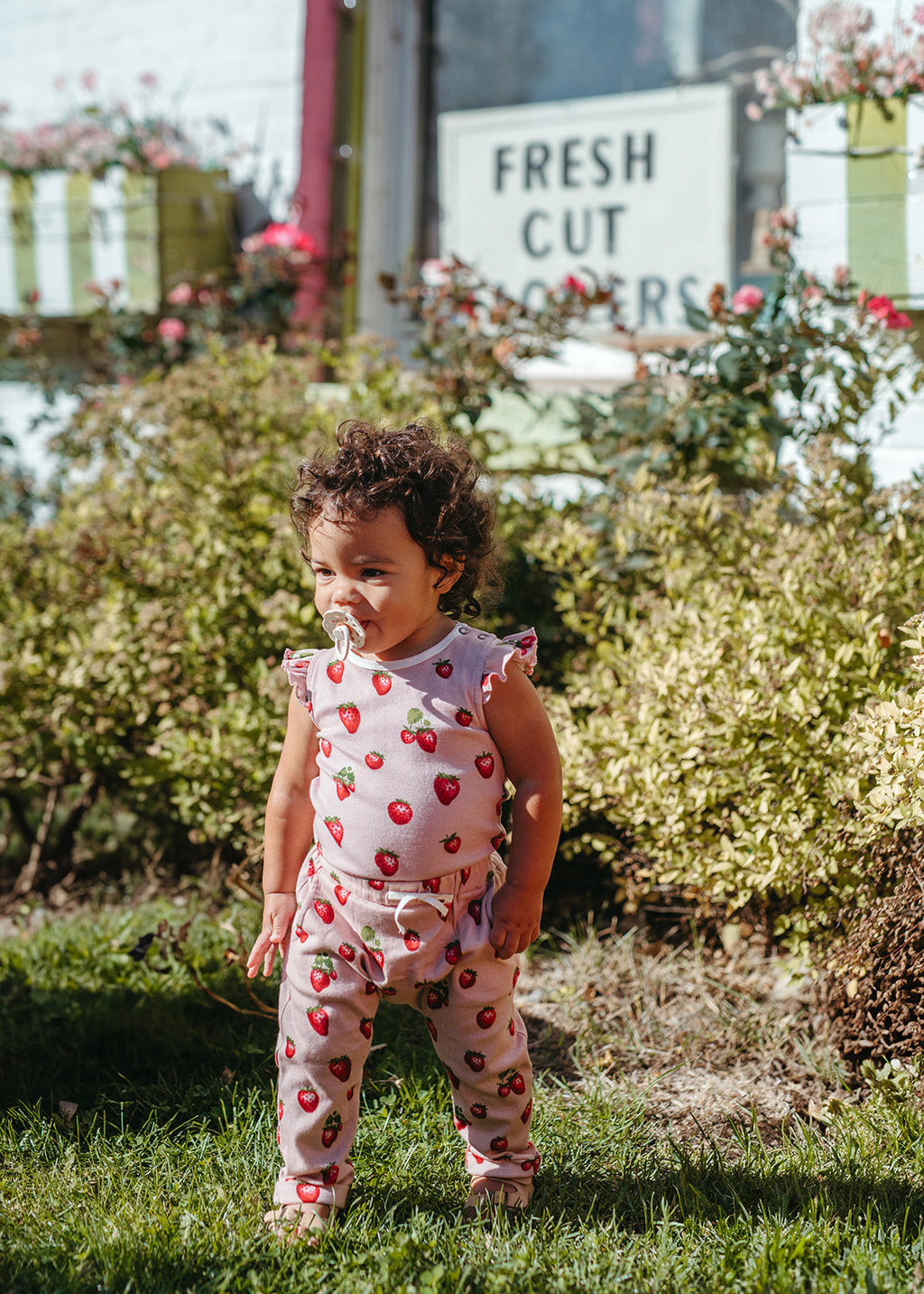 Milkbarn Strawberry Organic Cotton Ruffle One Piece | Playroom Avenue