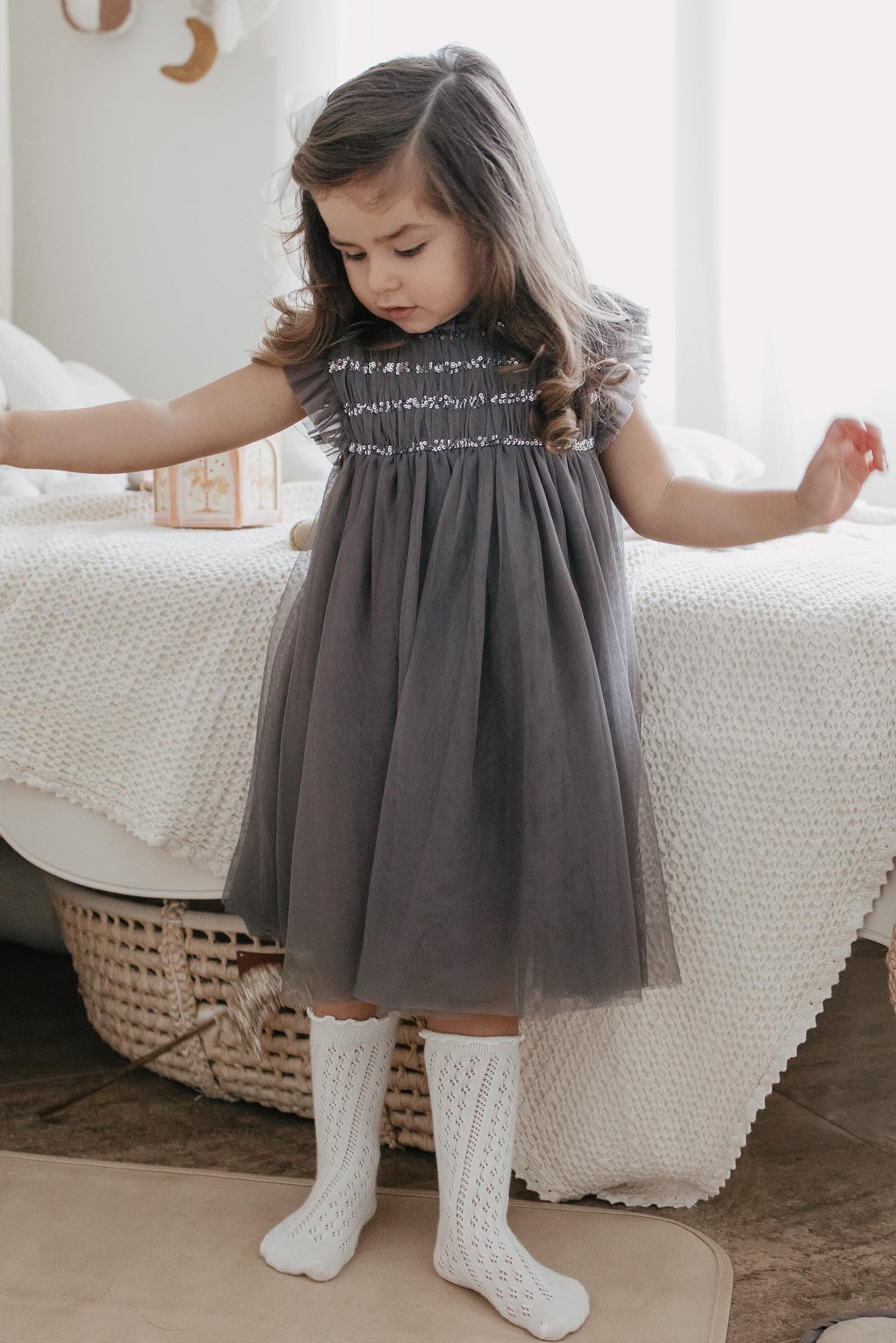 Le Petit Lapin | Cotton Tulle Dress | Sleet Gray | Playroom Avenue