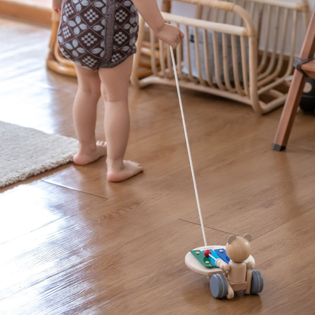 PlanToys Pull Along Musical Bear | Playroom Avenue