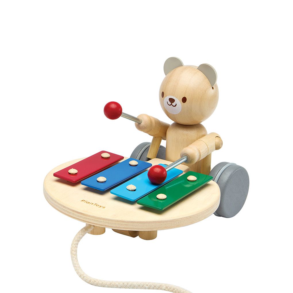 PlanToys Pull Along Musical Bear | Playroom Avenue
