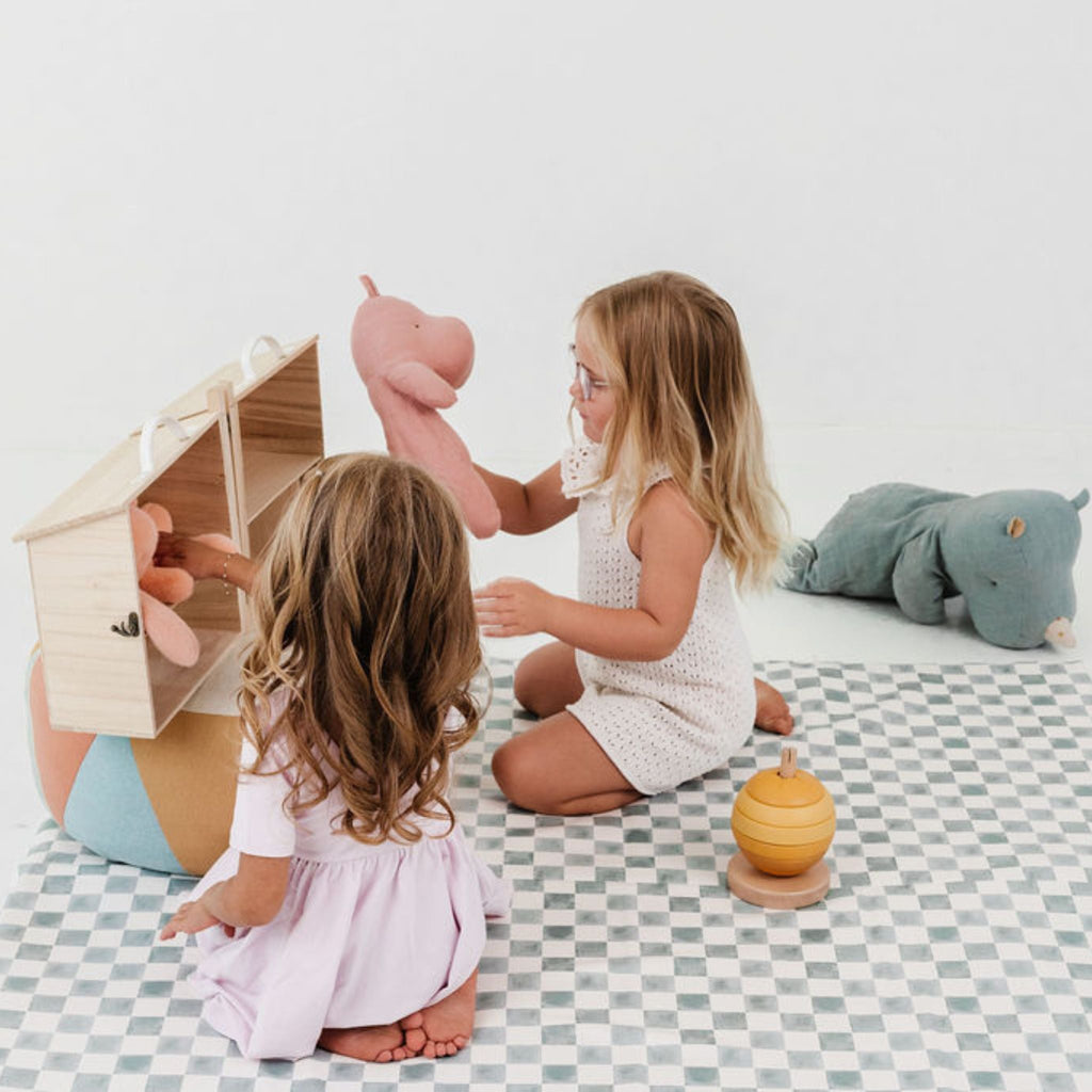 Toki Kids Checker Matcha Vegan Leather Mat | Playroom Avenue