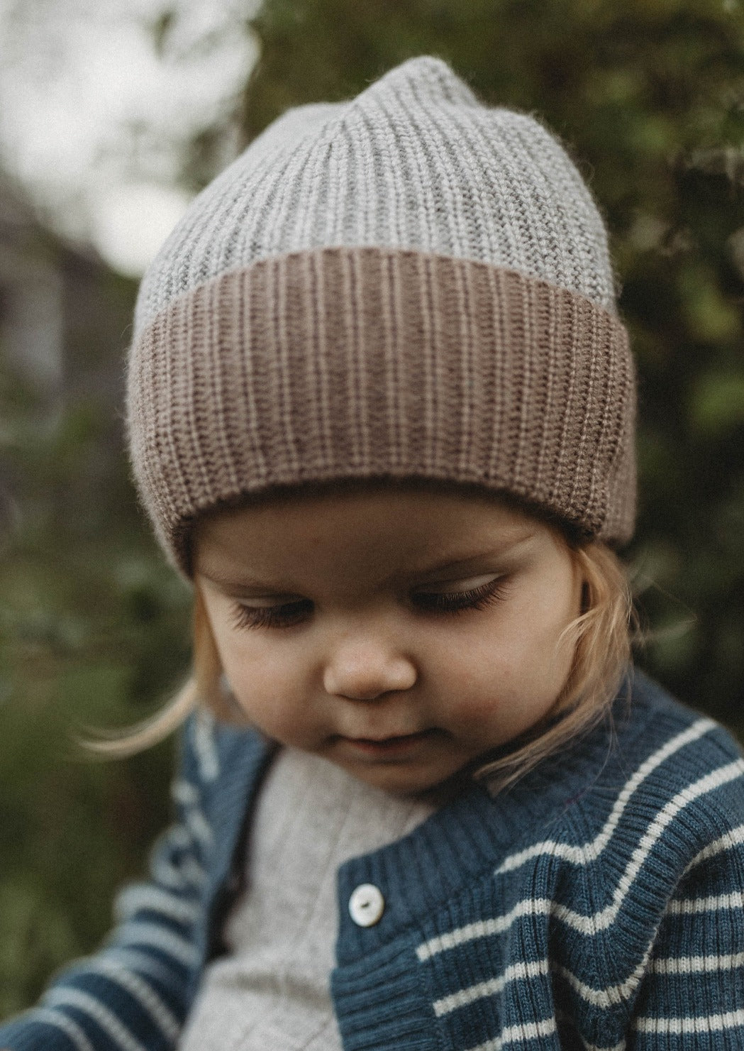 La Petit Lapin Cashmere Beanie | Grey/Brown | Playroom Avenue