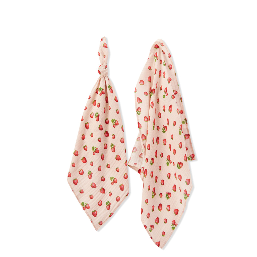 Milkbarn Strawberry Organic Cotton Burp Cloth | Playroom Avenue