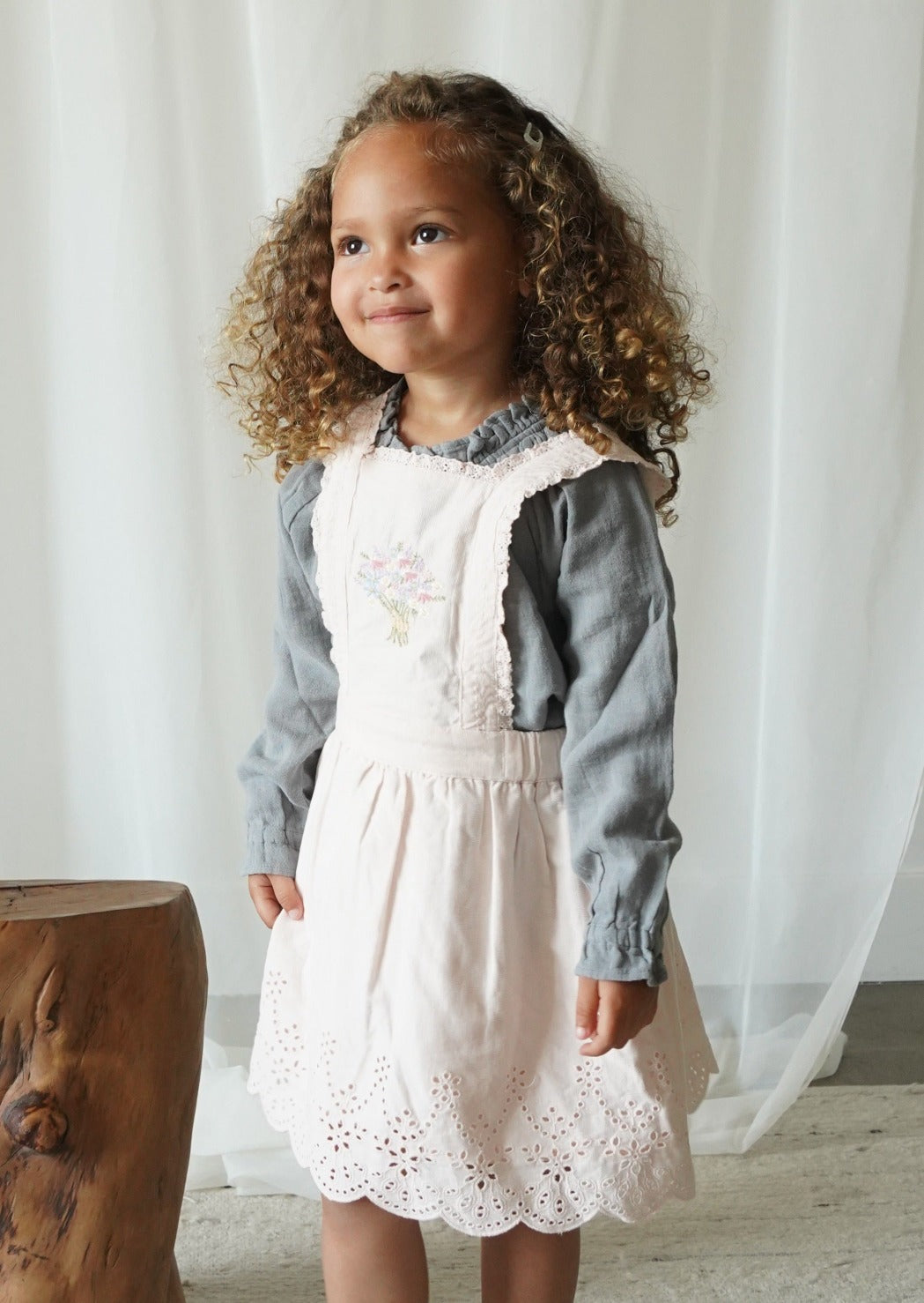 La Petit Lapin Elea | Corduroy Cotton Anglaise Dress | Primrose | Playroom Avenue