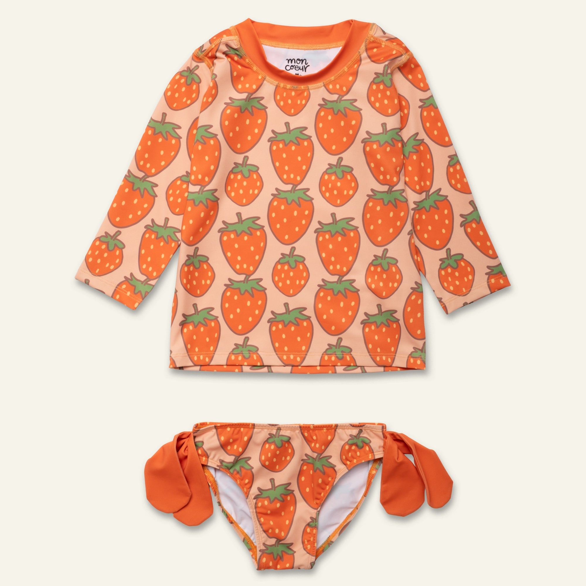 Mon Coeur Strawberry Rashguard Bikini Set | Playroom Avenue