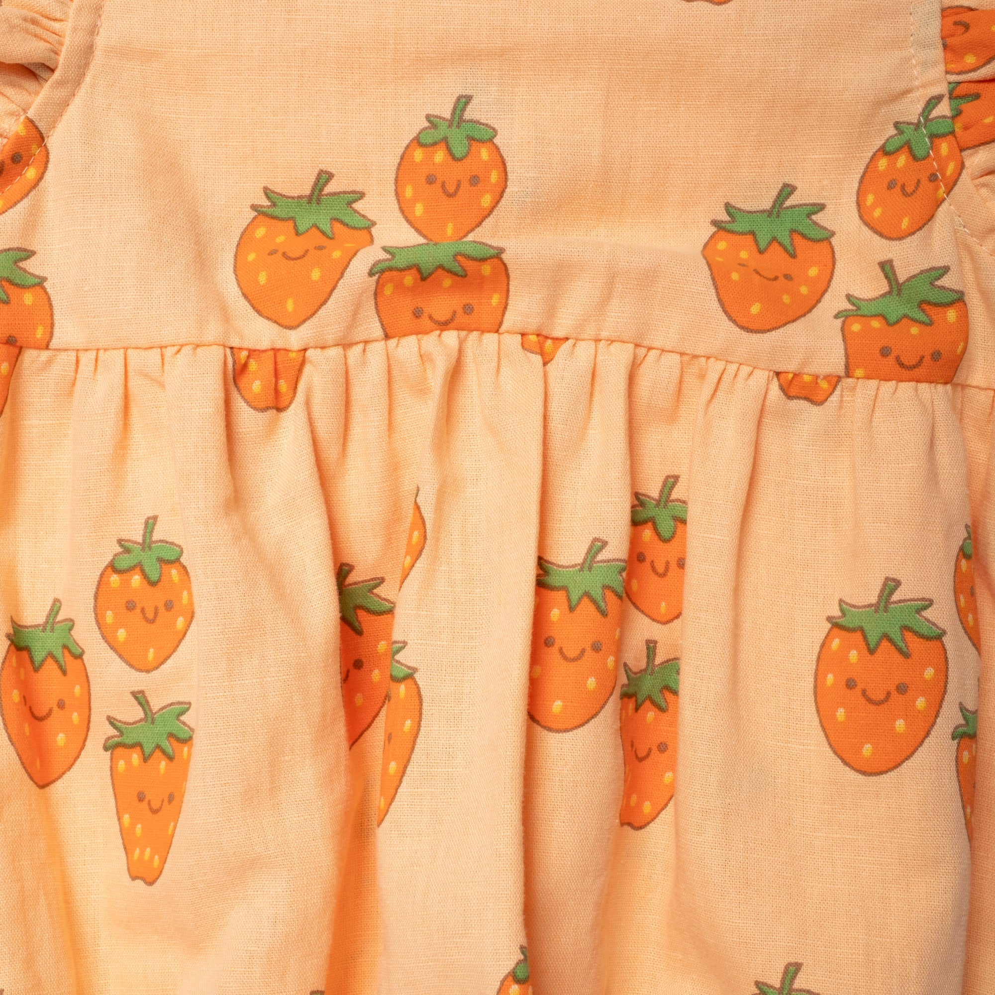 Mon Coeur Linen Strawberry Ruffle Baby Romper