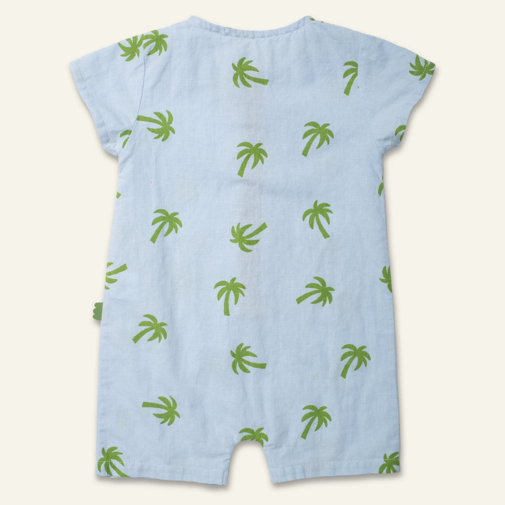 Mon Coeur Linen Palm Tree Pocket Baby Romper