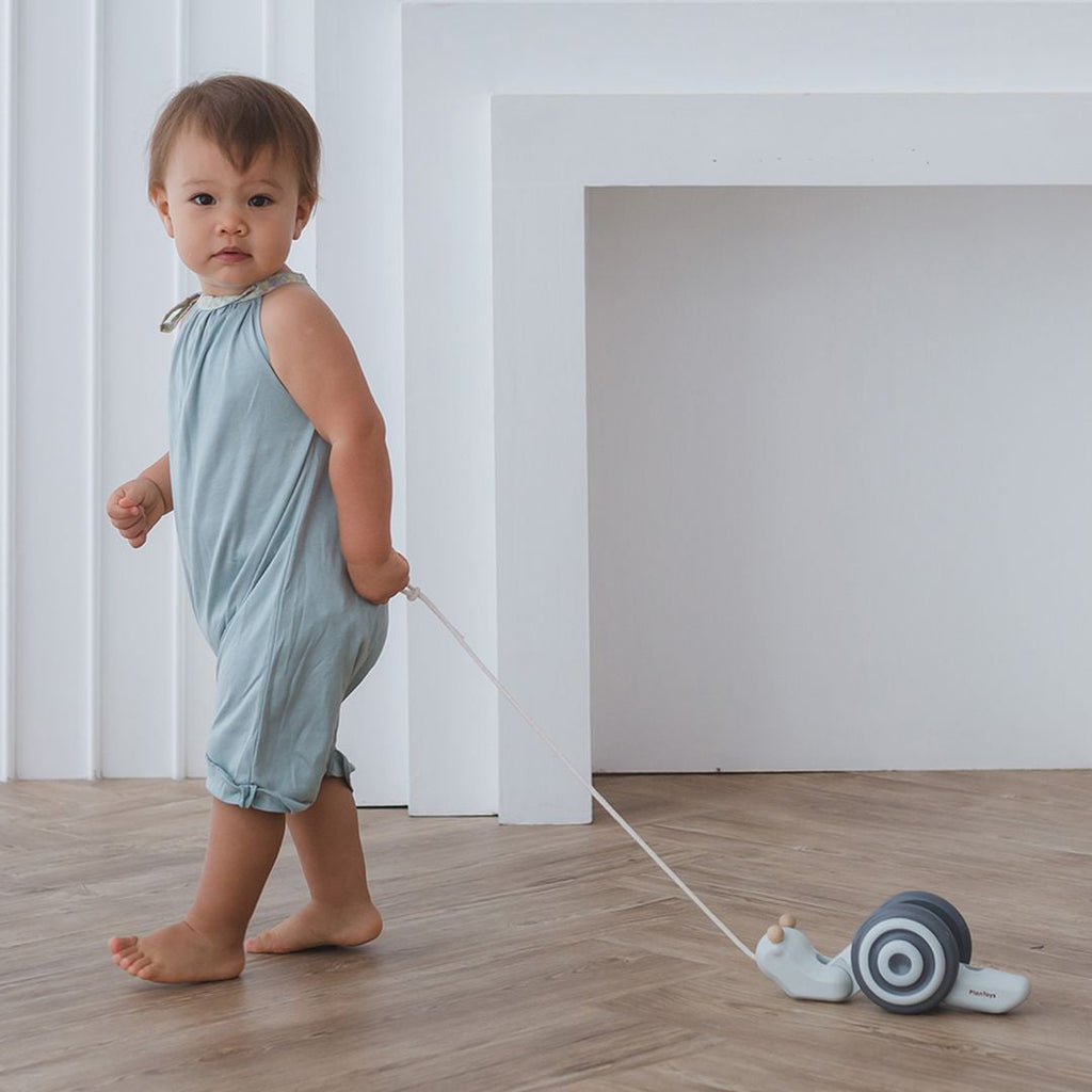 PlanToys Pull-Along Snail Mono | Playroom Avenue