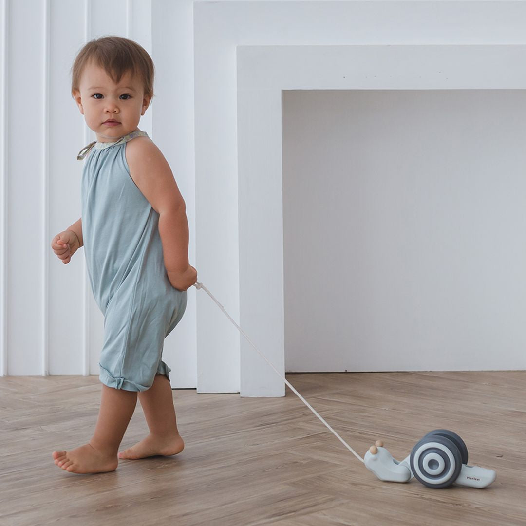 PlanToys Pull-Along Snail Mono | Playroom Avenue