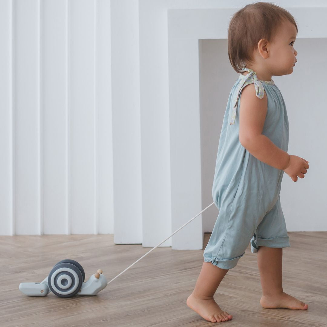 PlanToys Pull-Along Snail Mono | Playroom Avenue