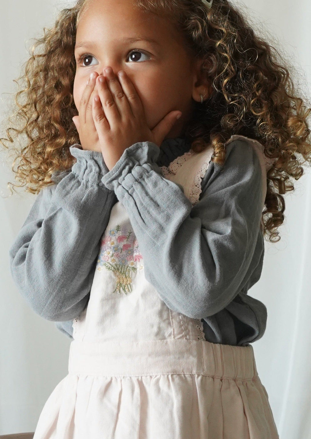 La Petit Lapin Elea | Corduroy Cotton Anglaise Dress | Primrose | Playroom Avenue