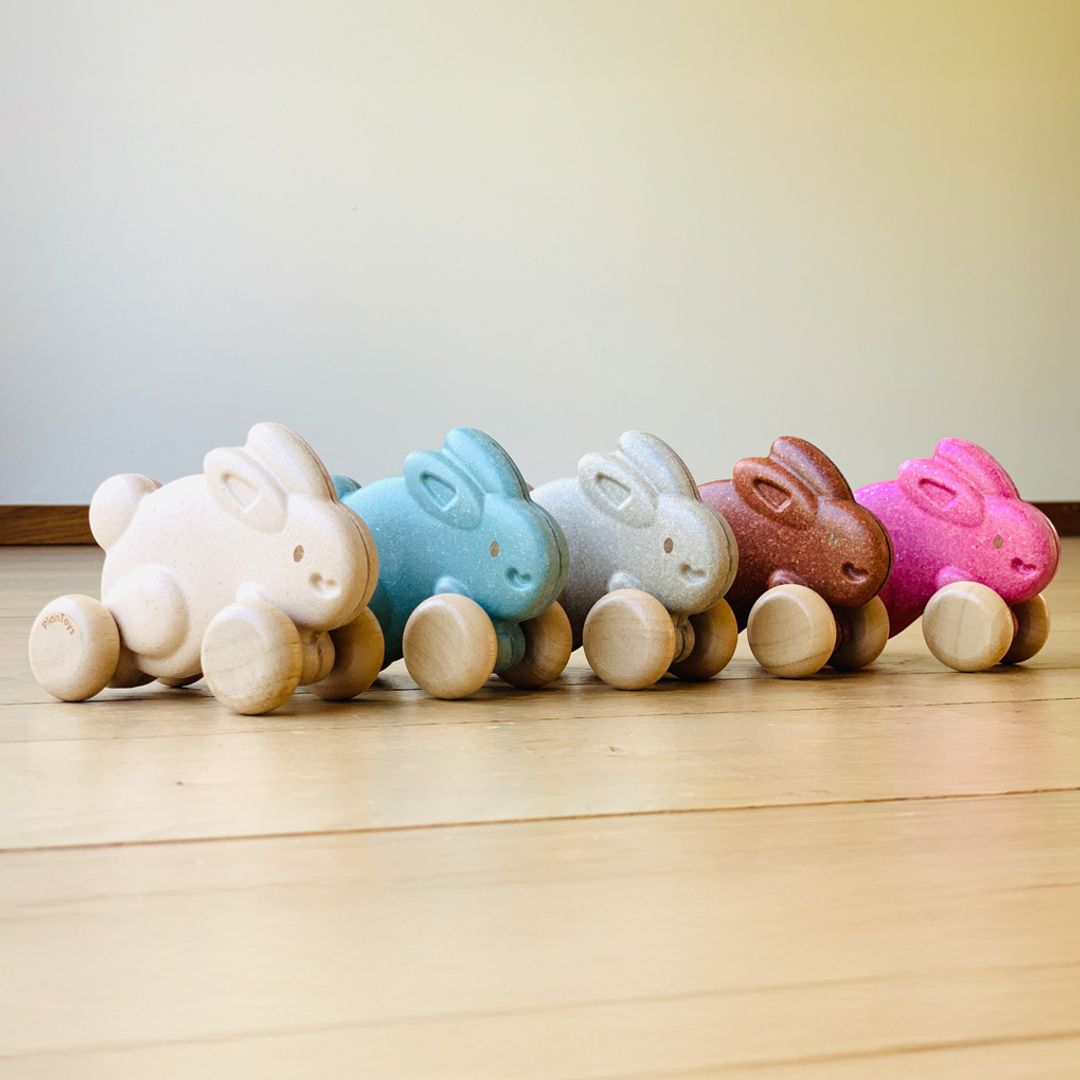 PlanToys Push Along Bunny - Grey | Playroom Avenue
